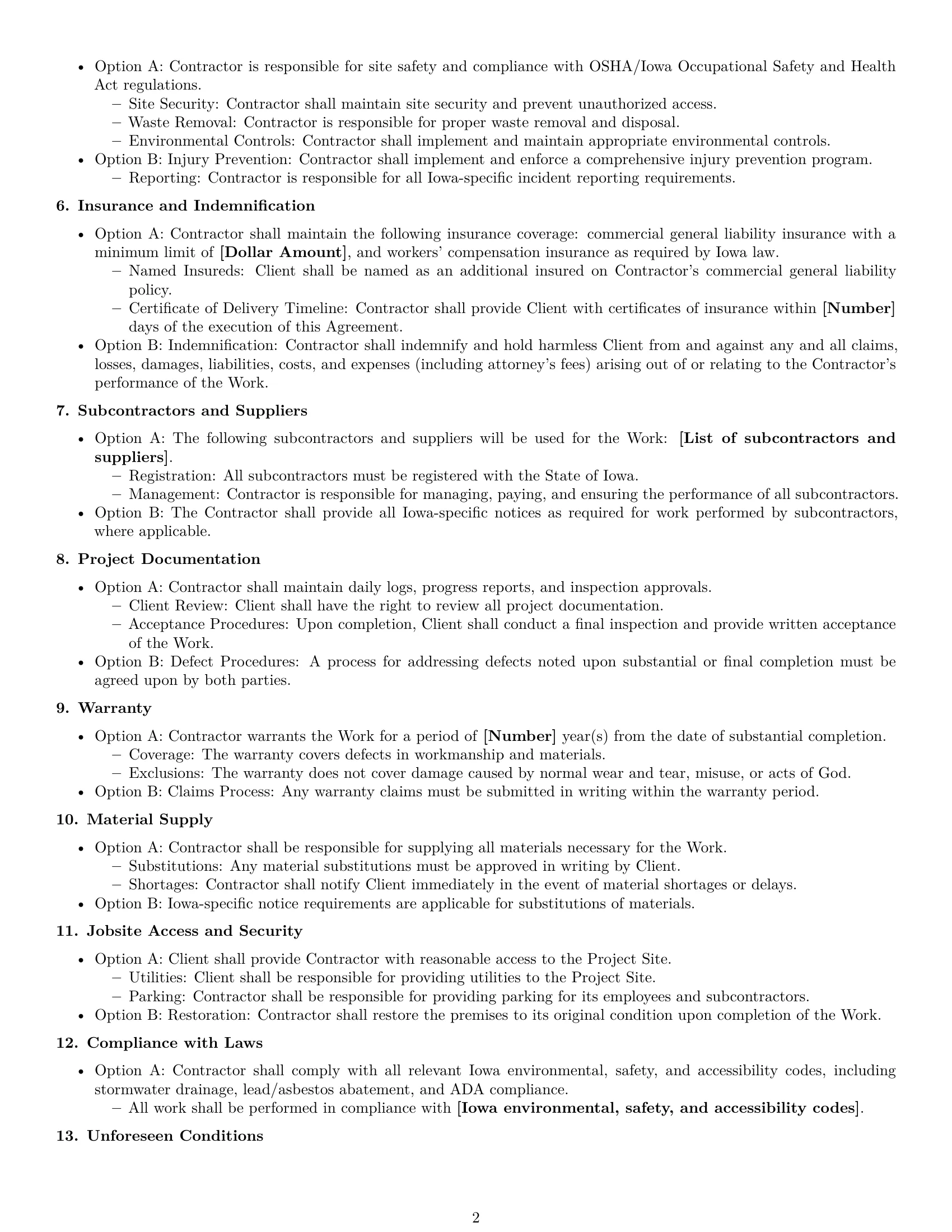 Preview page 2 of Free Iowa construction service contract template