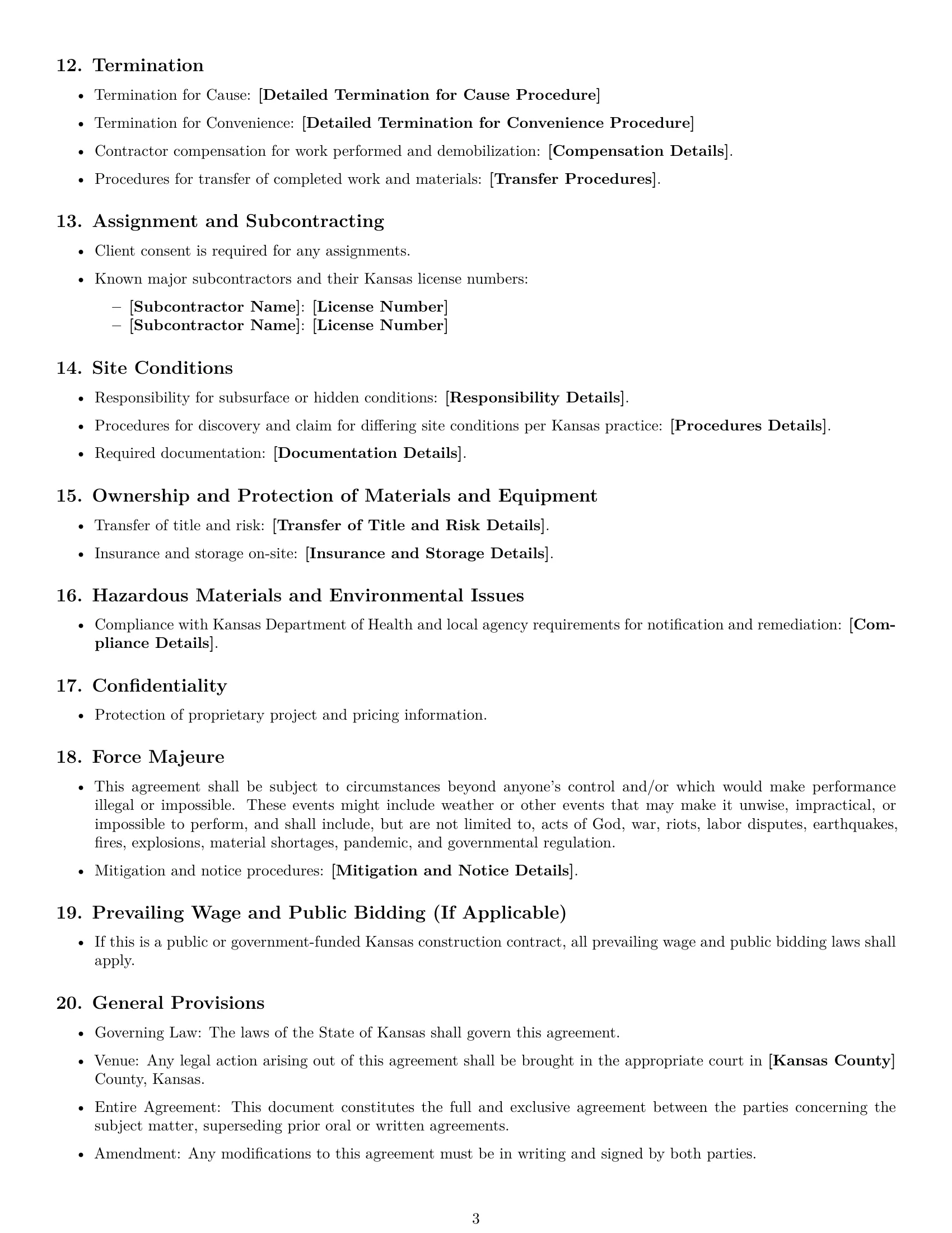 Preview page 3 of Free Kansas construction service contract template