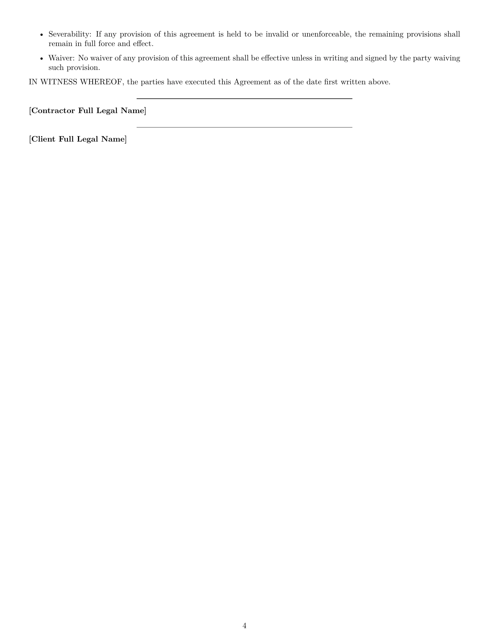 Preview page 4 of Free Kansas construction service contract template