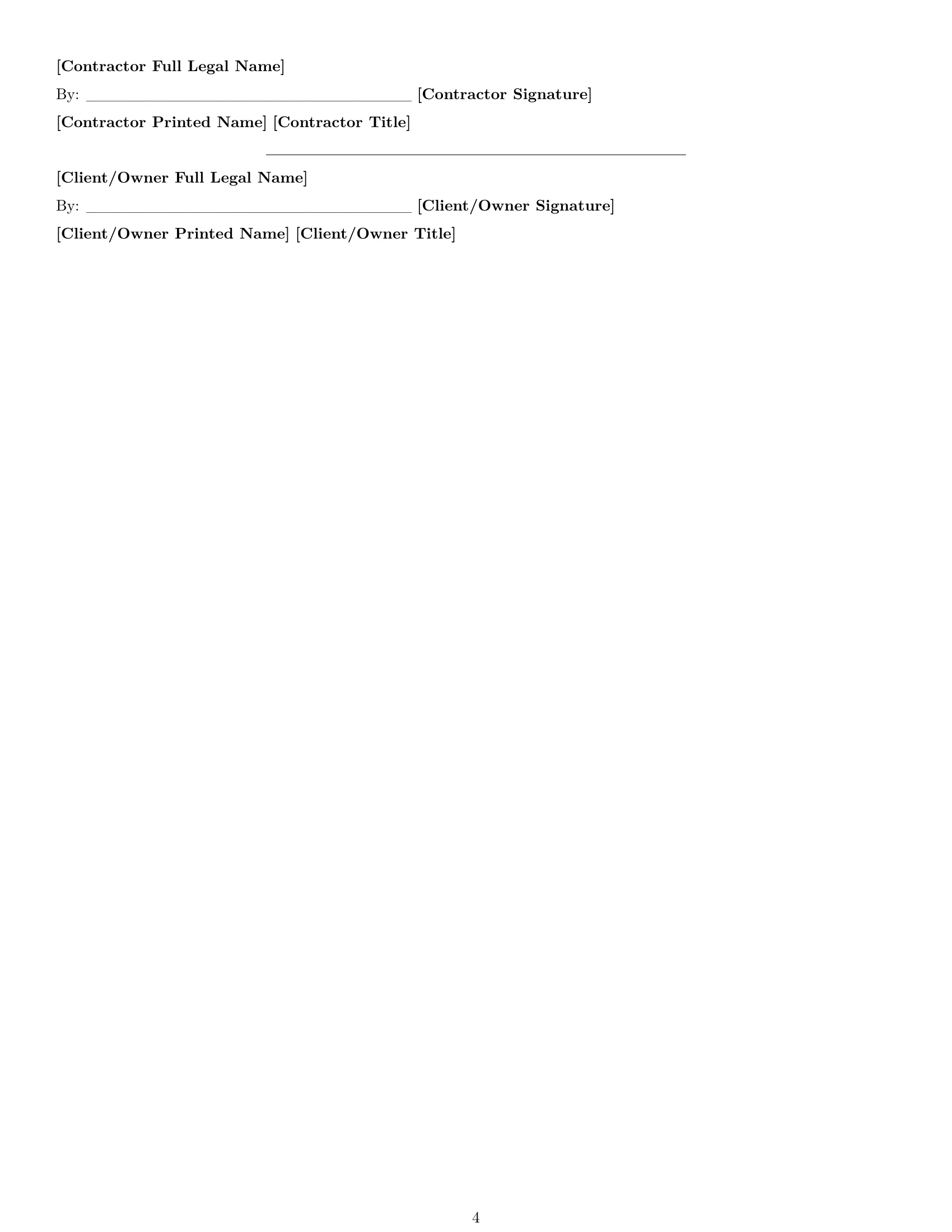 Preview page 4 of Free Kentucky construction service contract template