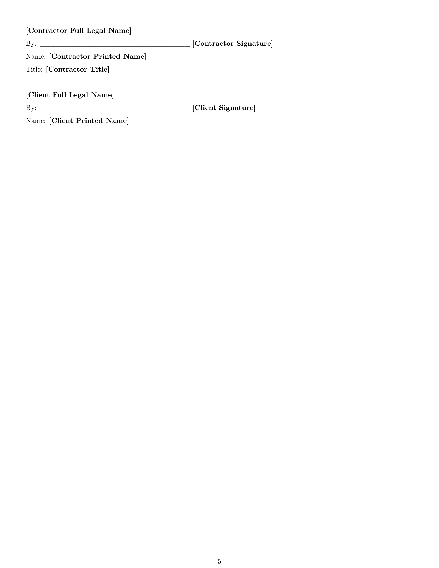 Preview page 5 of Free Maine construction service contract template