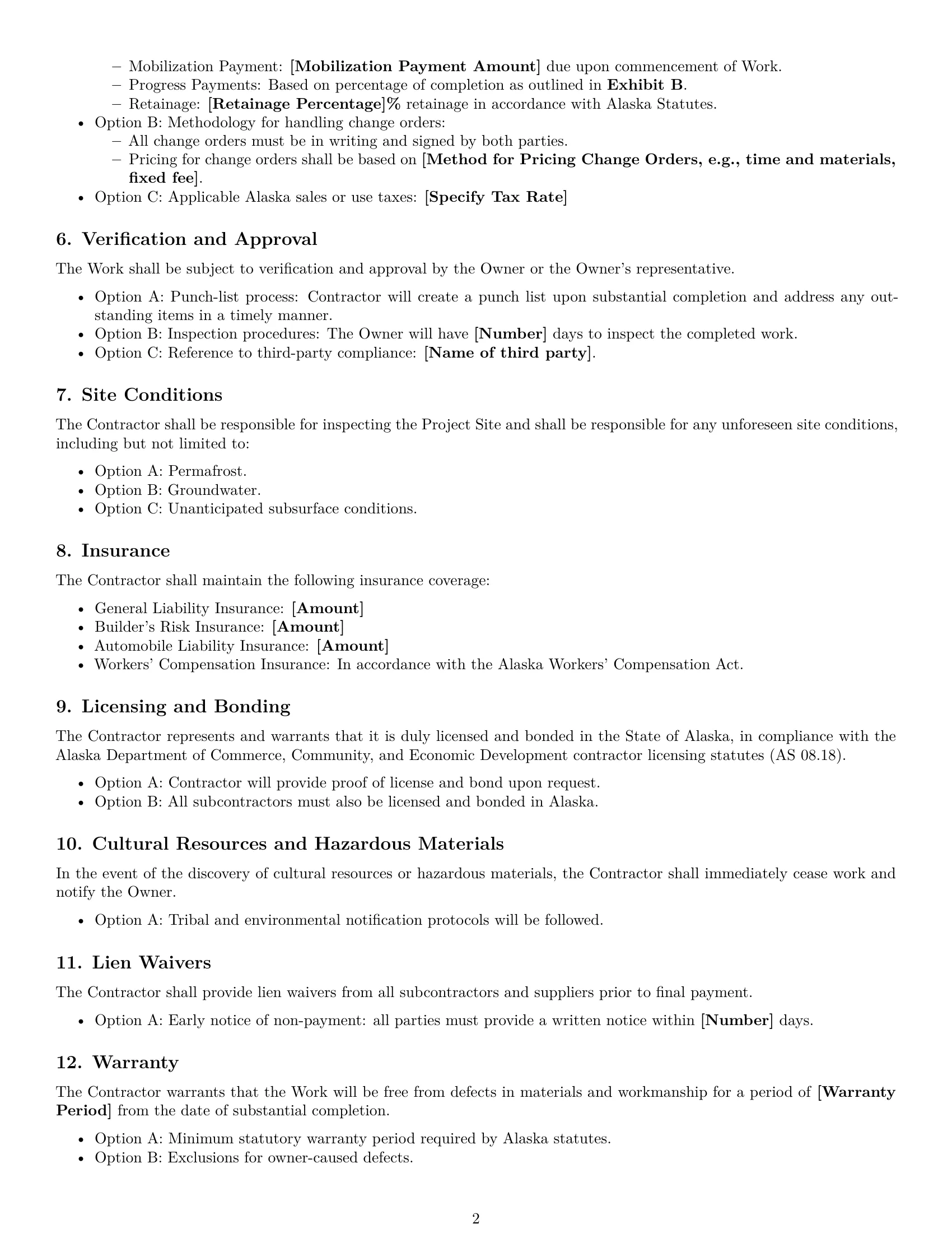 Preview page 2 of Free Alaska construction service contract template