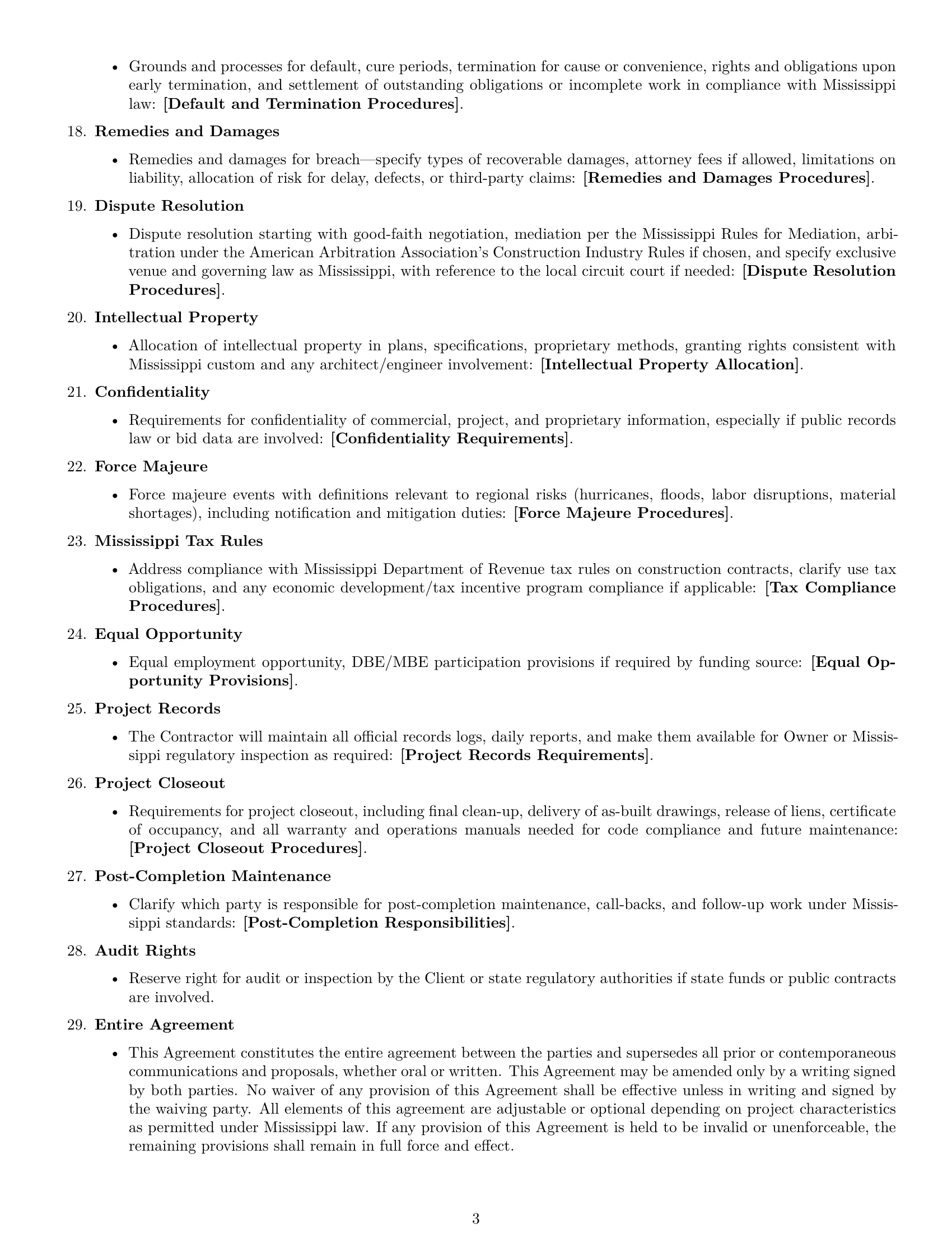 Preview page 3 of Free Mississippi construction service contract template