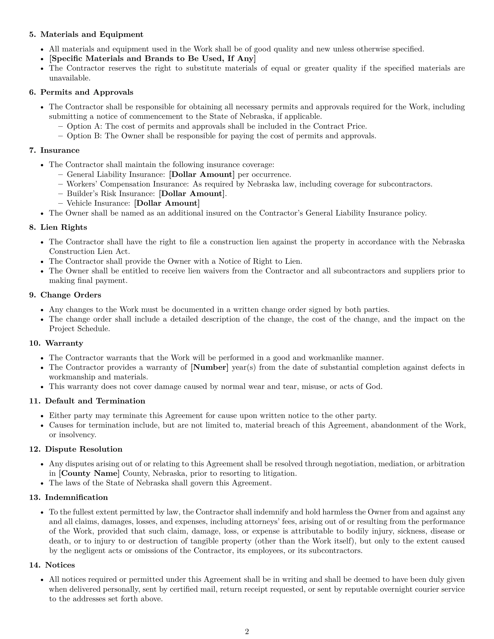 Preview page 2 of Free Nebraska construction service contract template