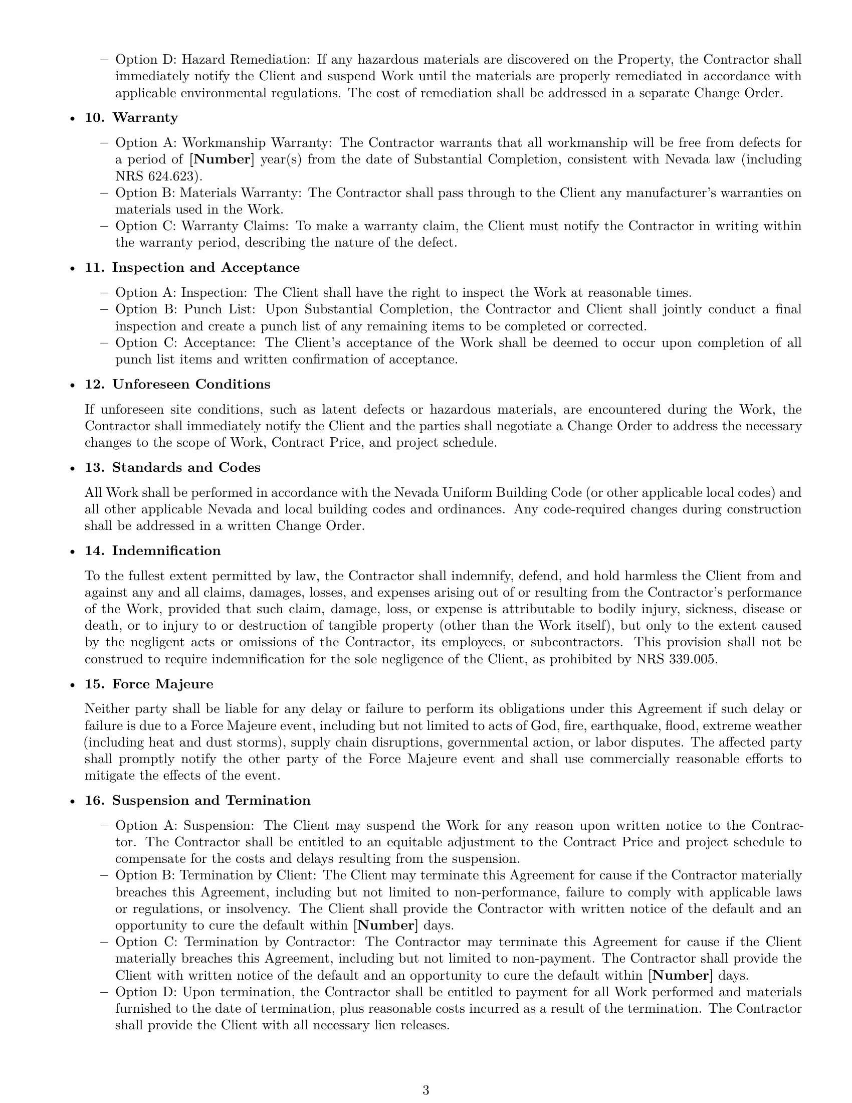 Preview page 3 of Free Nevada construction service contract template