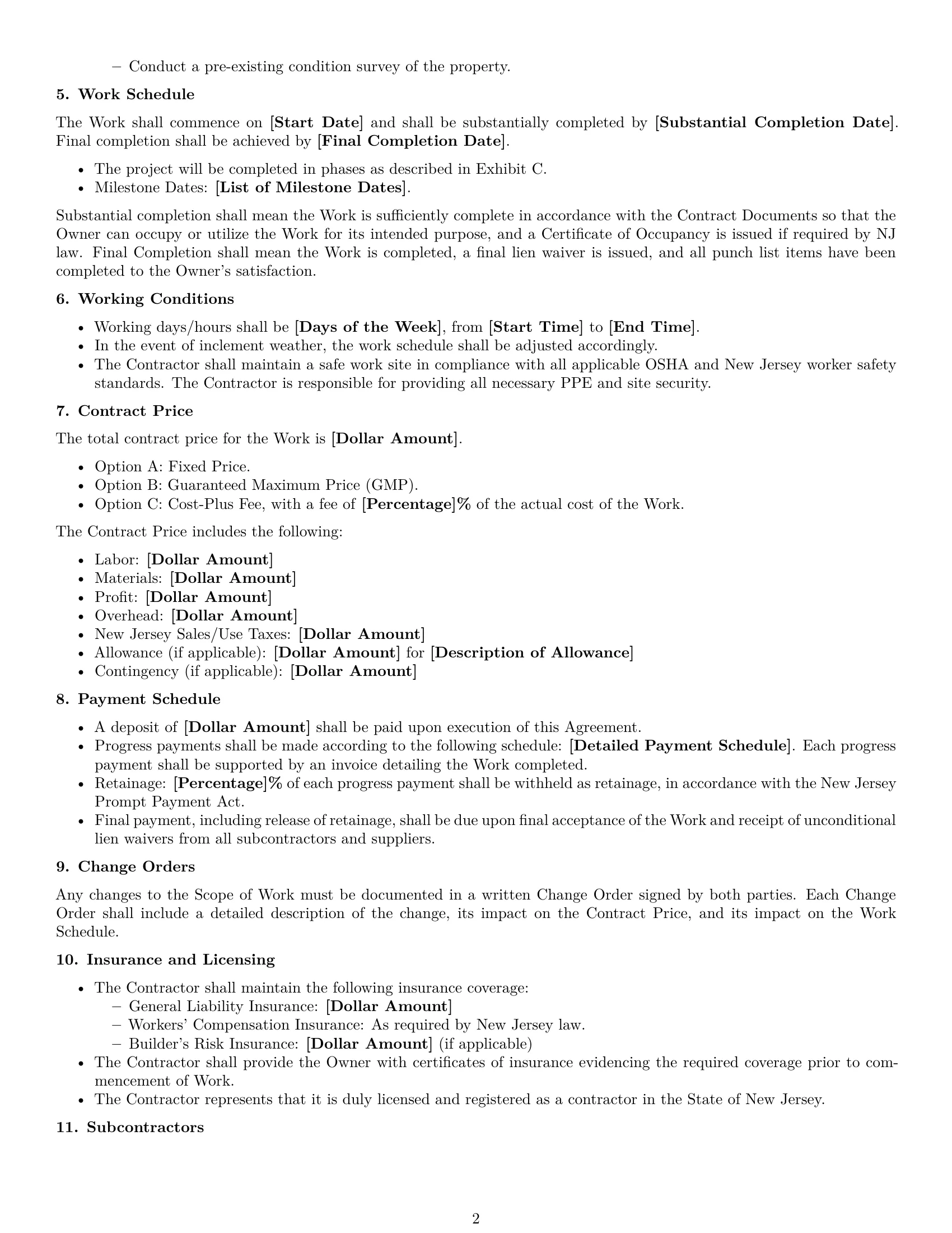 Preview page 2 of Free New Jersey construction service contract template