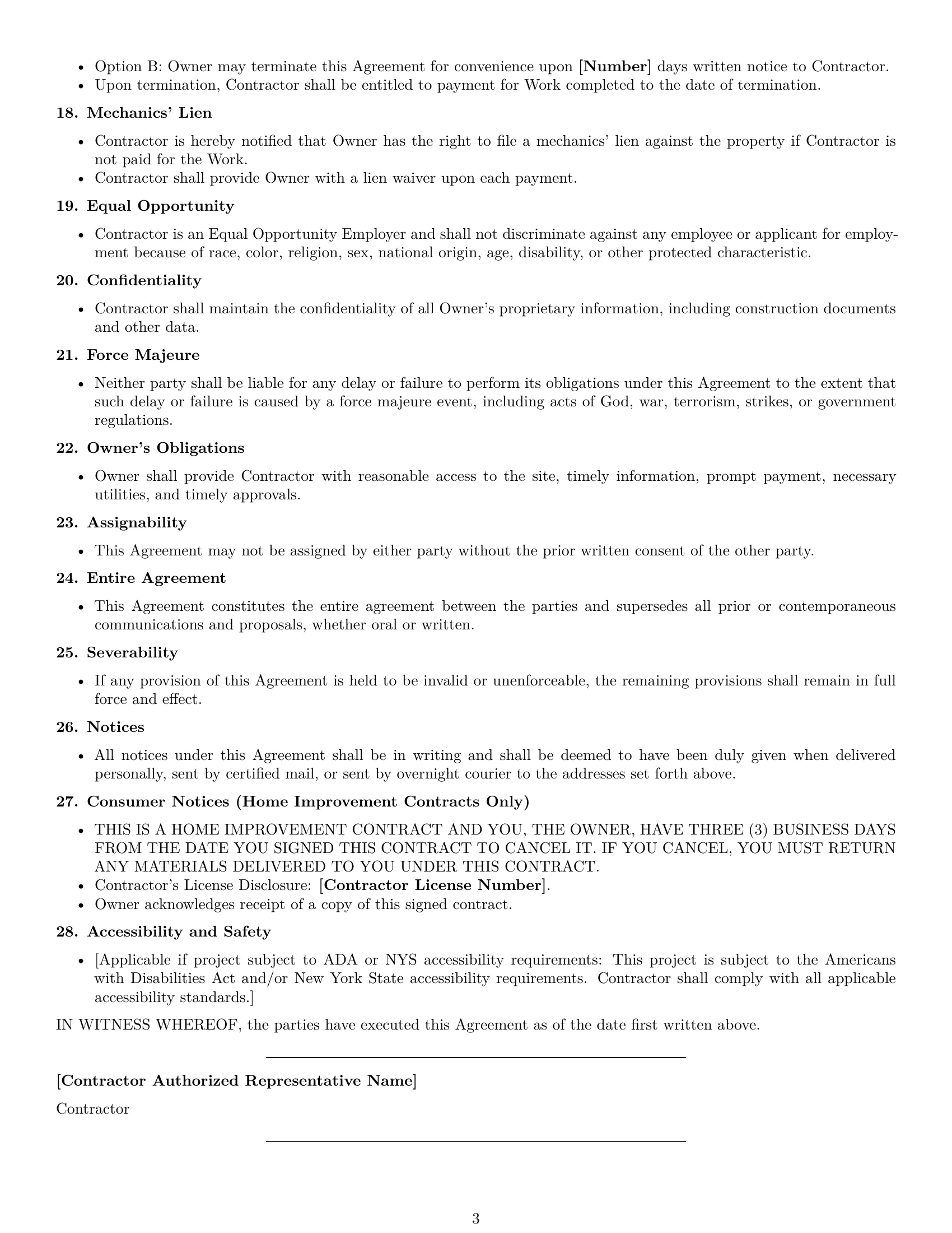 Preview page 3 of Free New York construction service contract template