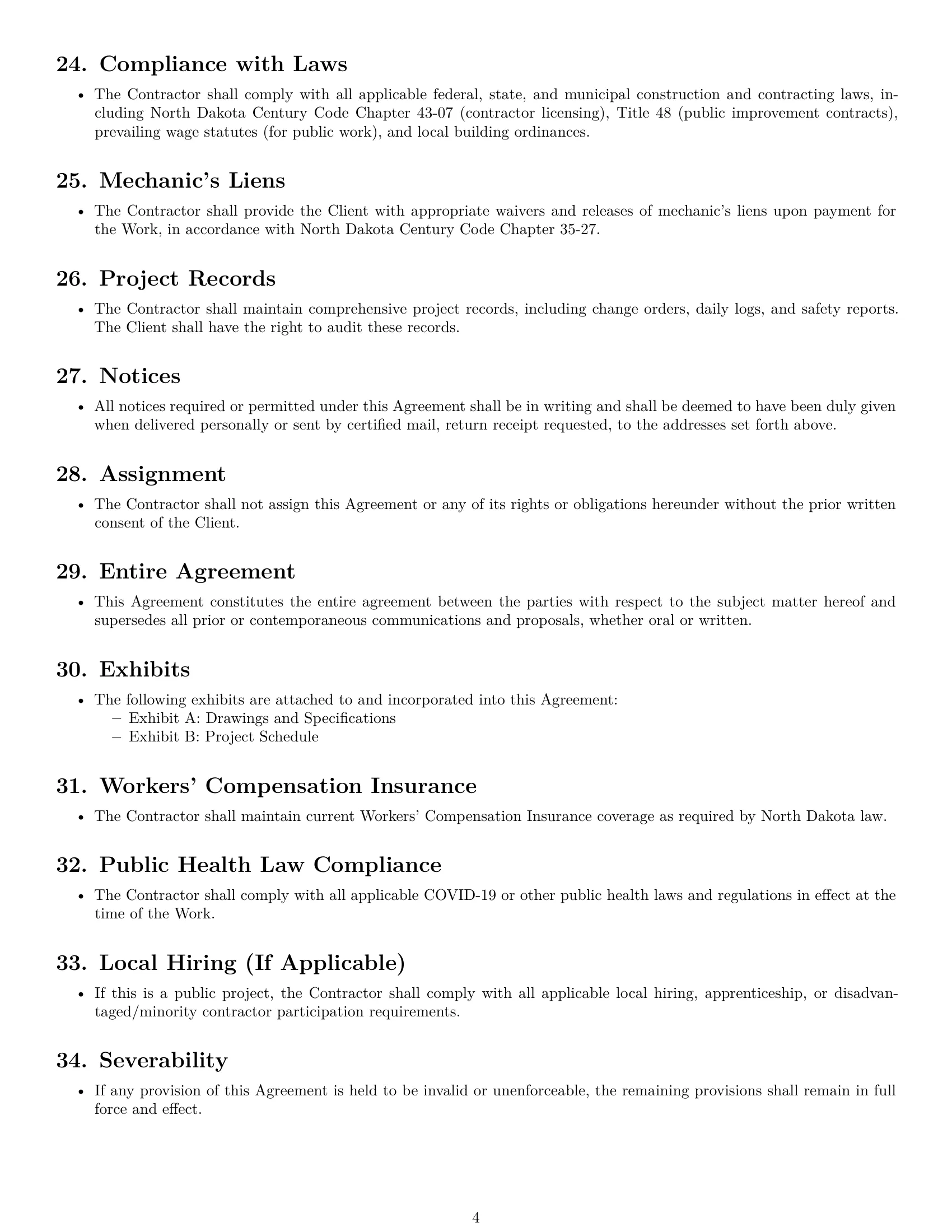 Preview page 4 of Free North Dakota construction service contract template