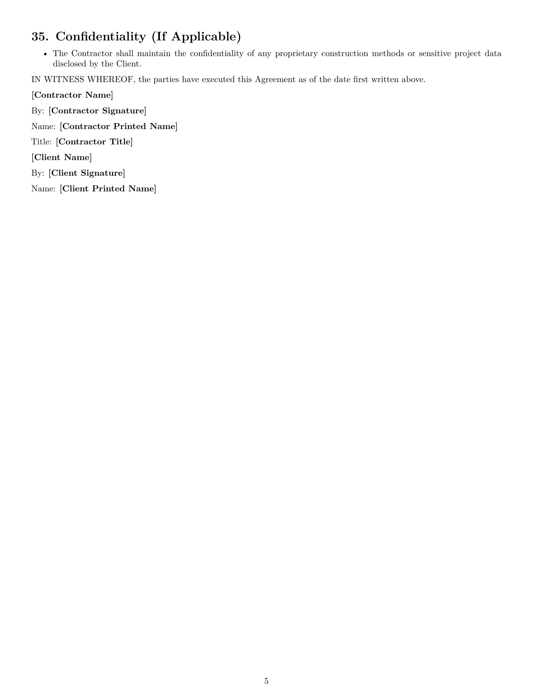 Preview page 5 of Free North Dakota construction service contract template