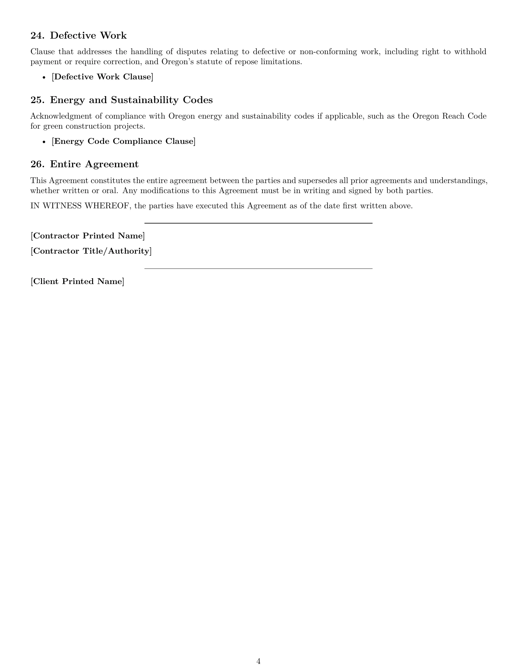 Preview page 4 of Free Oregon construction service contract template