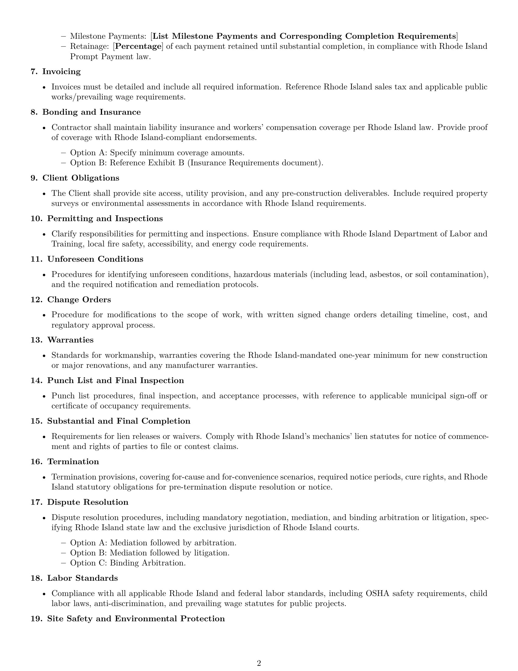 Preview page 2 of Free Rhode Island construction service contract template