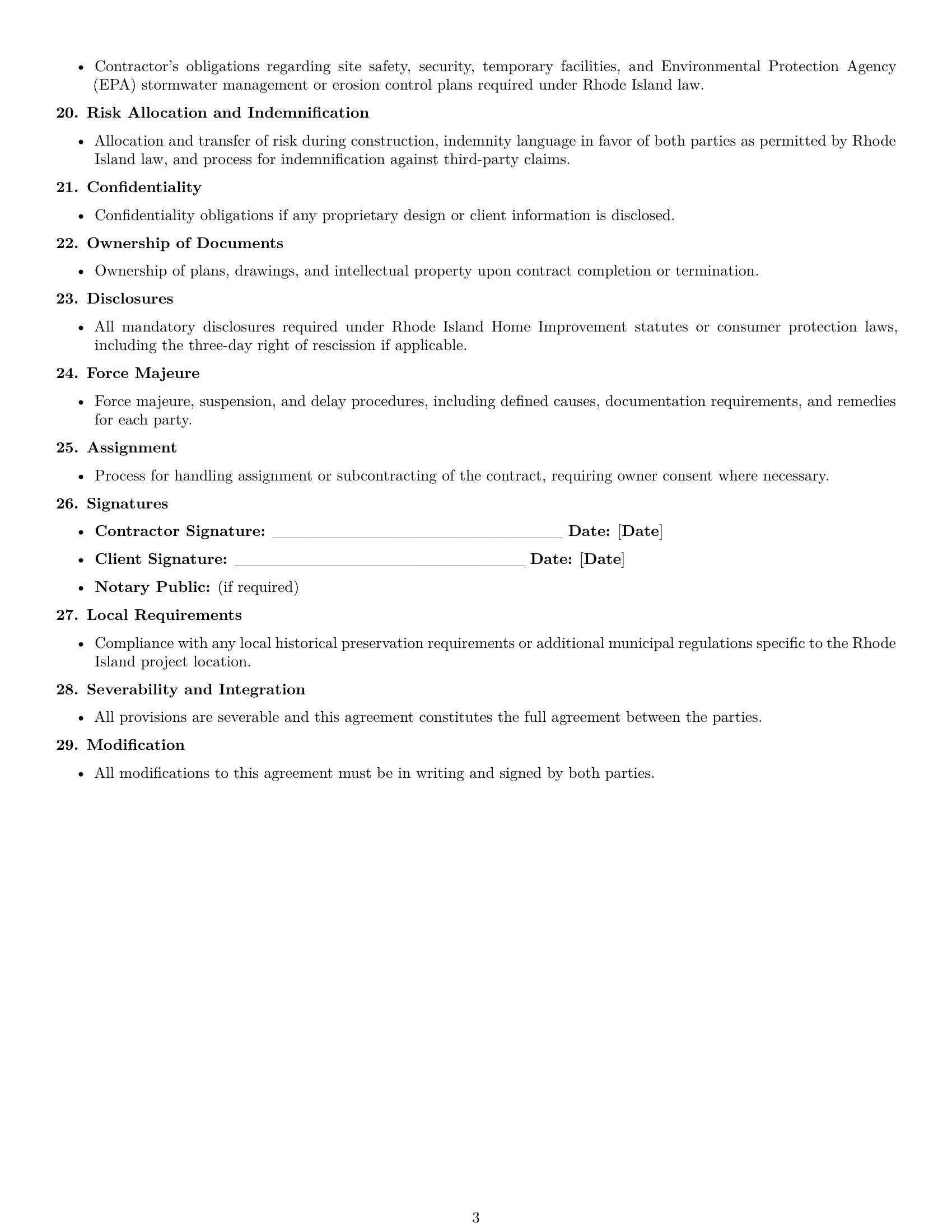 Preview page 3 of Free Rhode Island construction service contract template