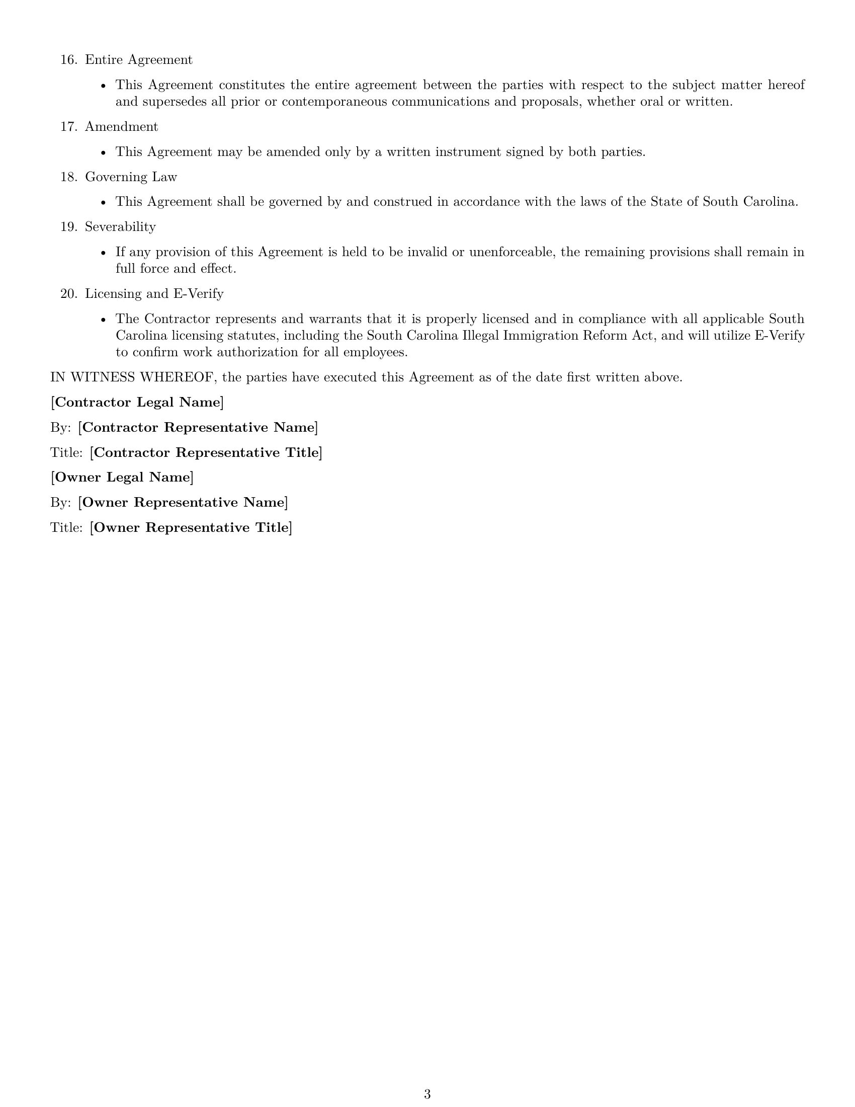 Preview page 3 of Free South Carolina construction service contract template