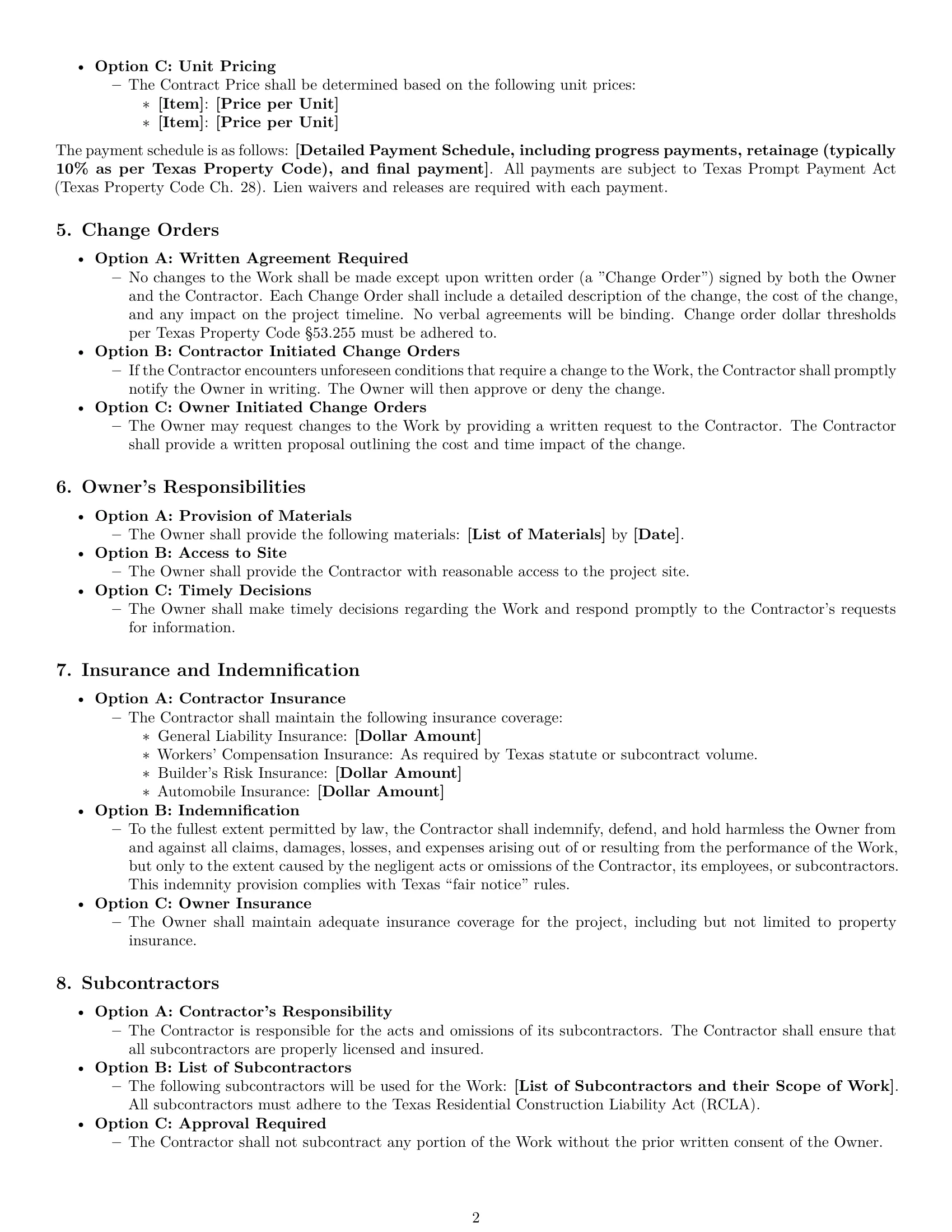Preview page 2 of Free Texas construction service contract template