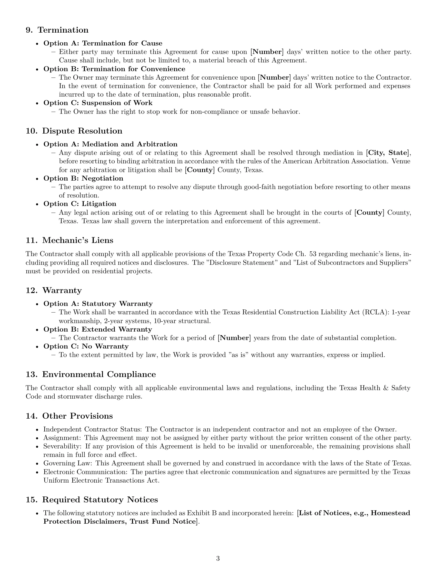Preview page 3 of Free Texas construction service contract template