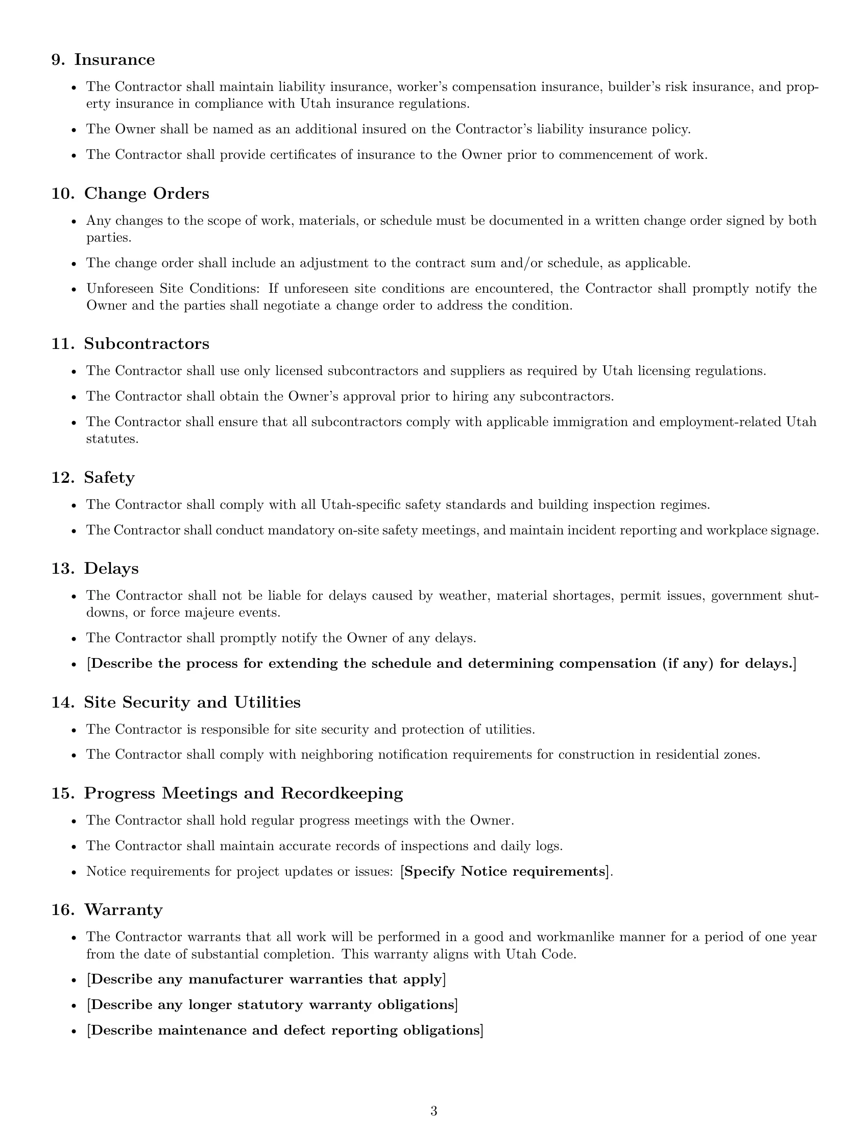 Preview page 3 of Free Utah construction service contract template