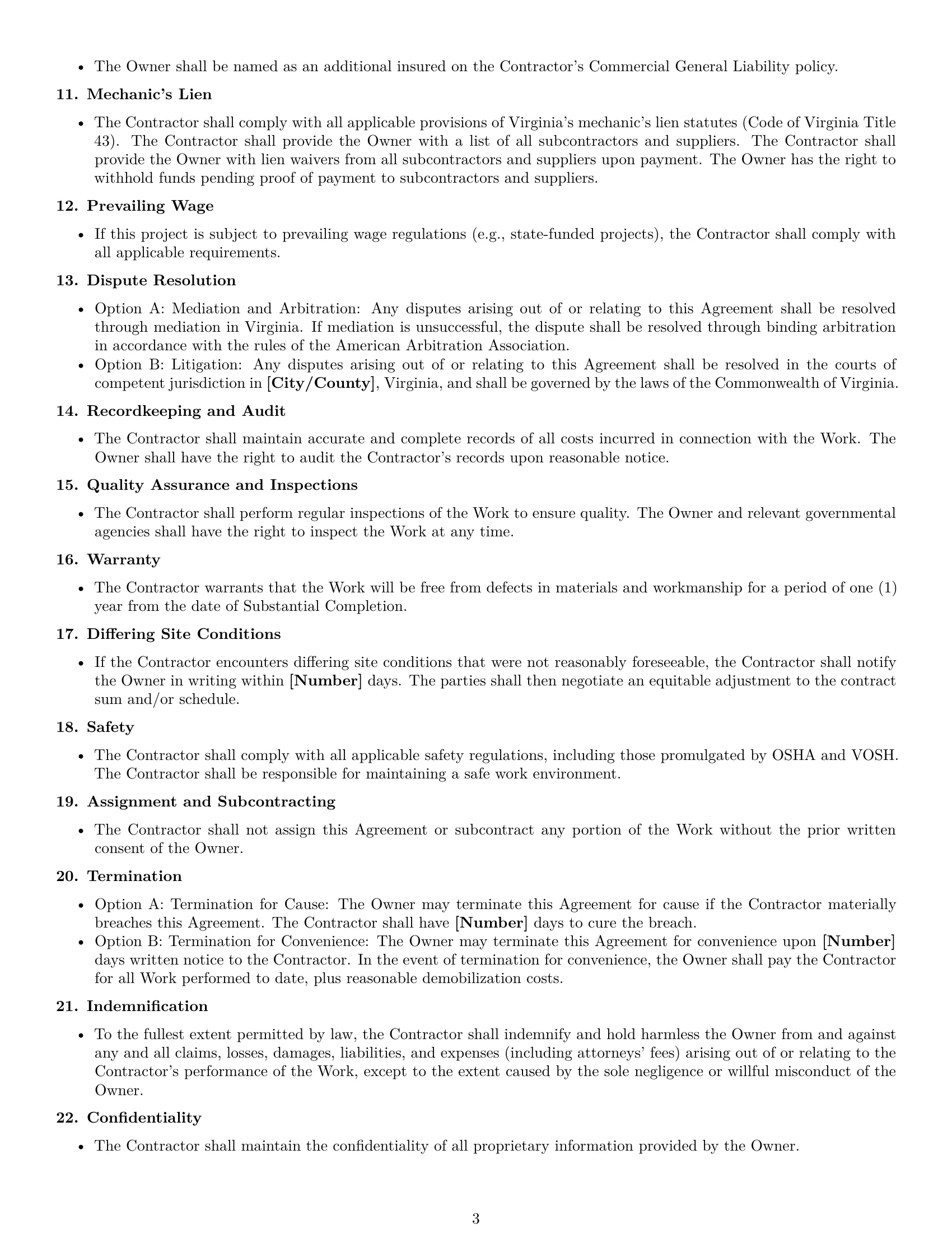 Preview page 3 of Free Virginia construction service contract template