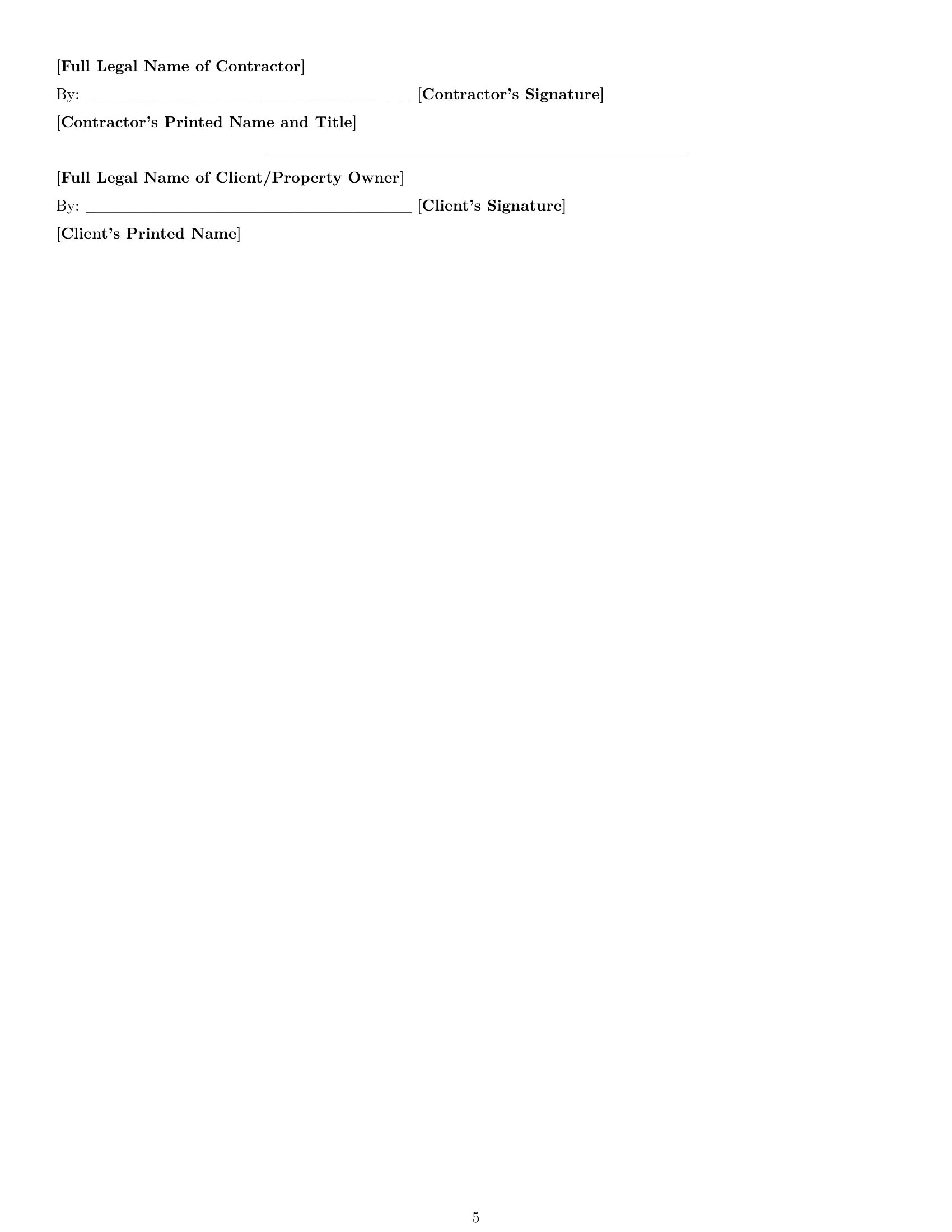 Preview page 5 of Free West Virginia construction service contract template