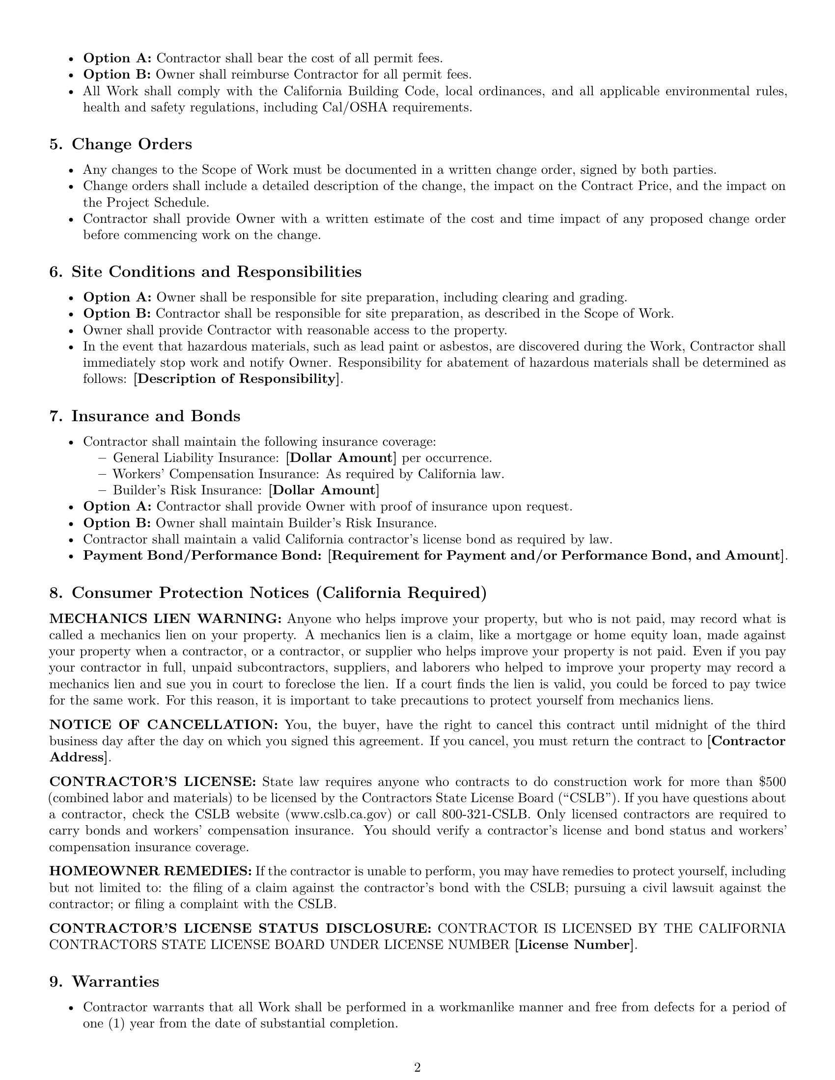 Preview page 2 of Free California construction service contract template