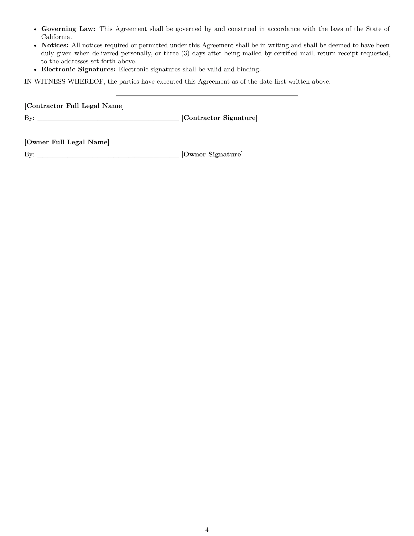 Preview page 4 of Free California construction service contract template