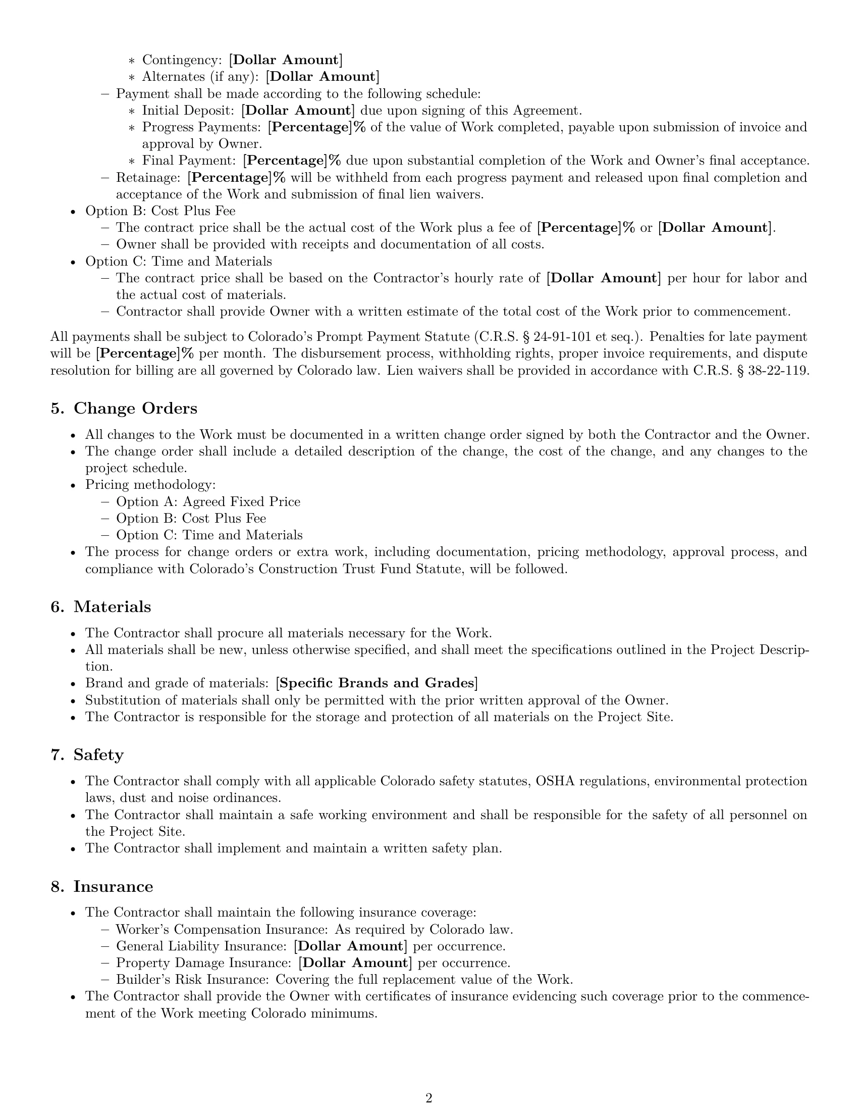 Preview page 2 of Free Colorado construction service contract template