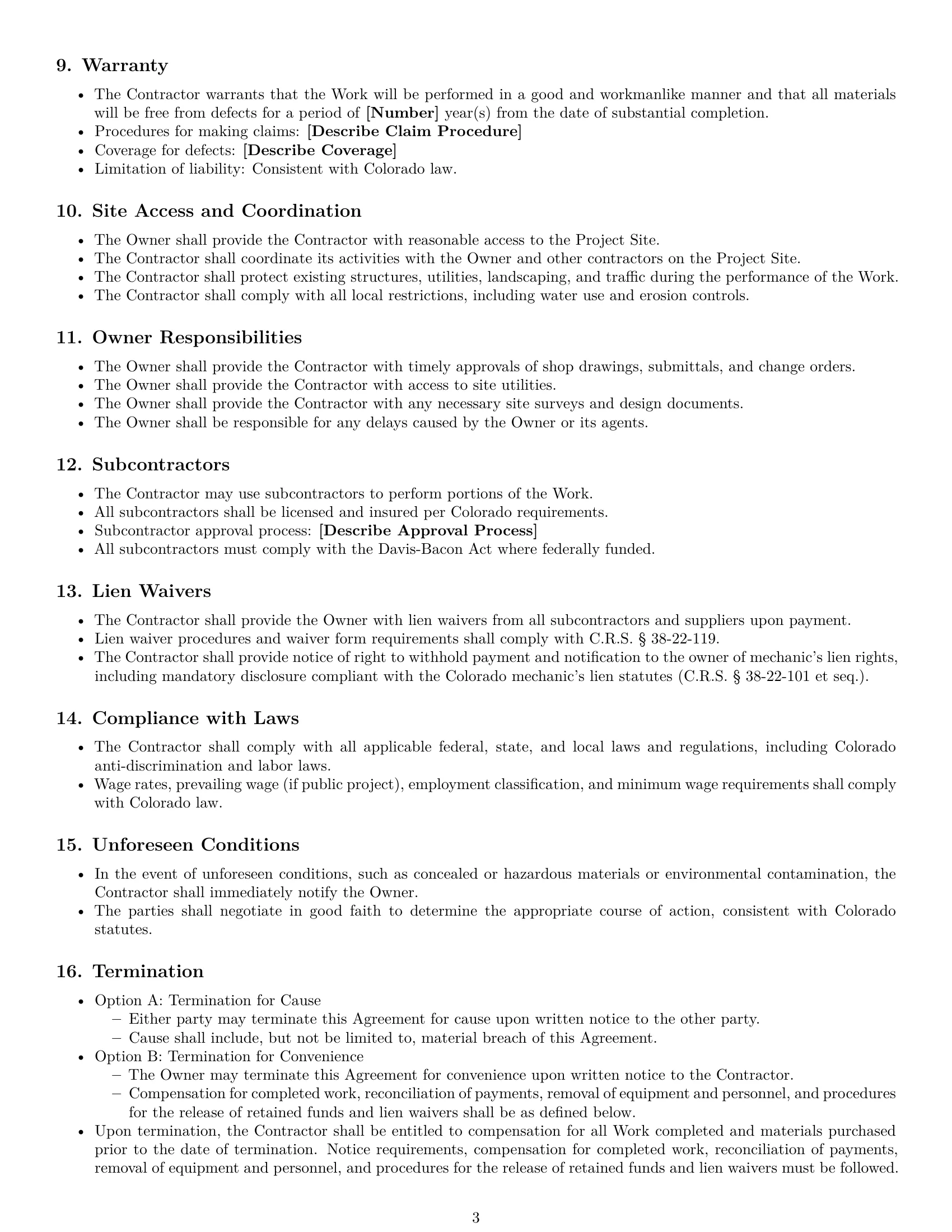 Preview page 3 of Free Colorado construction service contract template