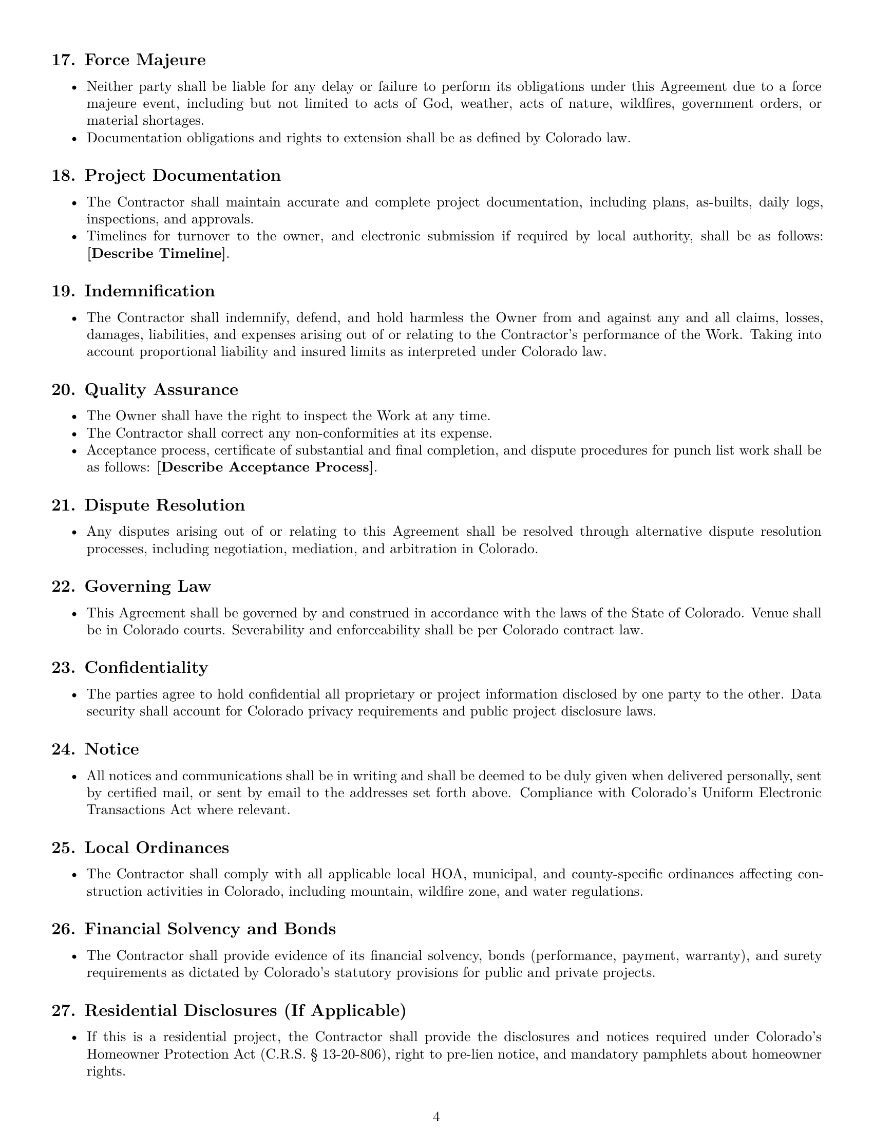 Preview page 4 of Free Colorado construction service contract template