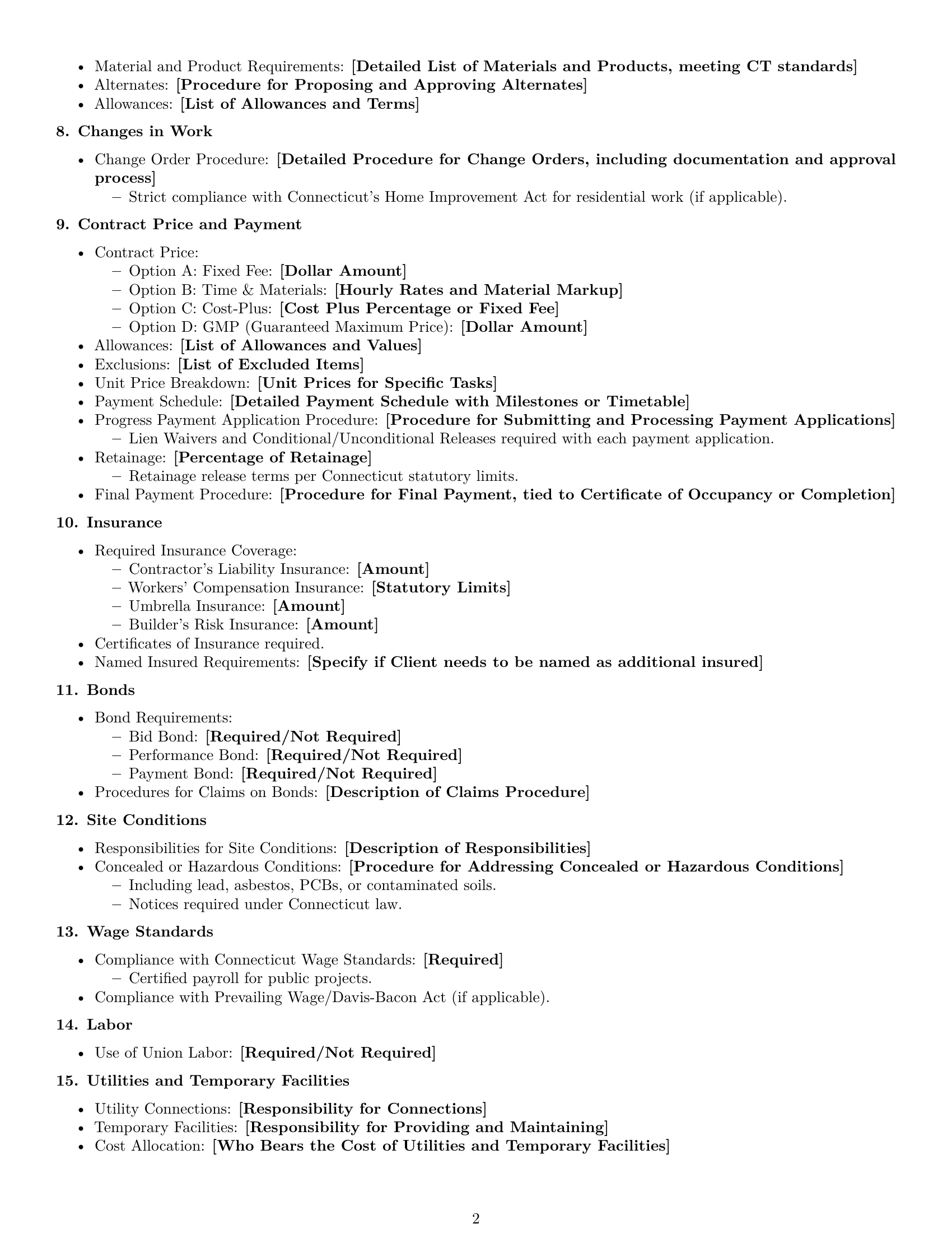Preview page 2 of Free Connecticut construction service contract template