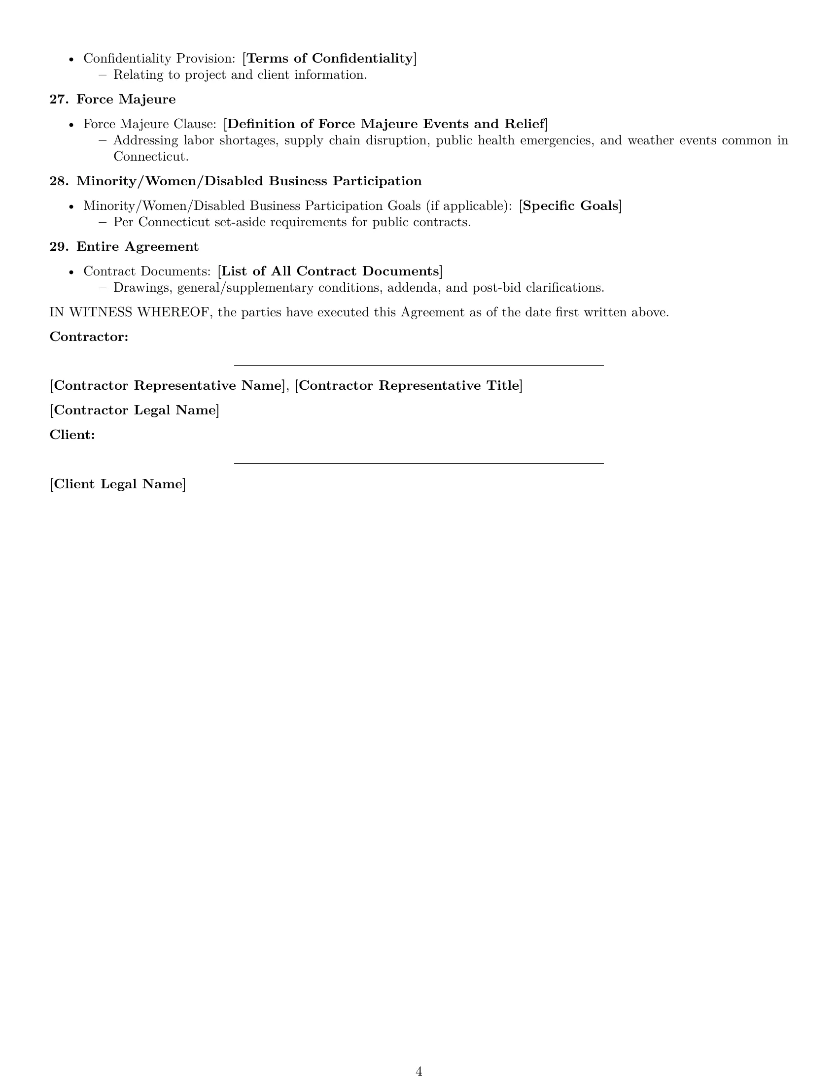 Preview page 4 of Free Connecticut construction service contract template