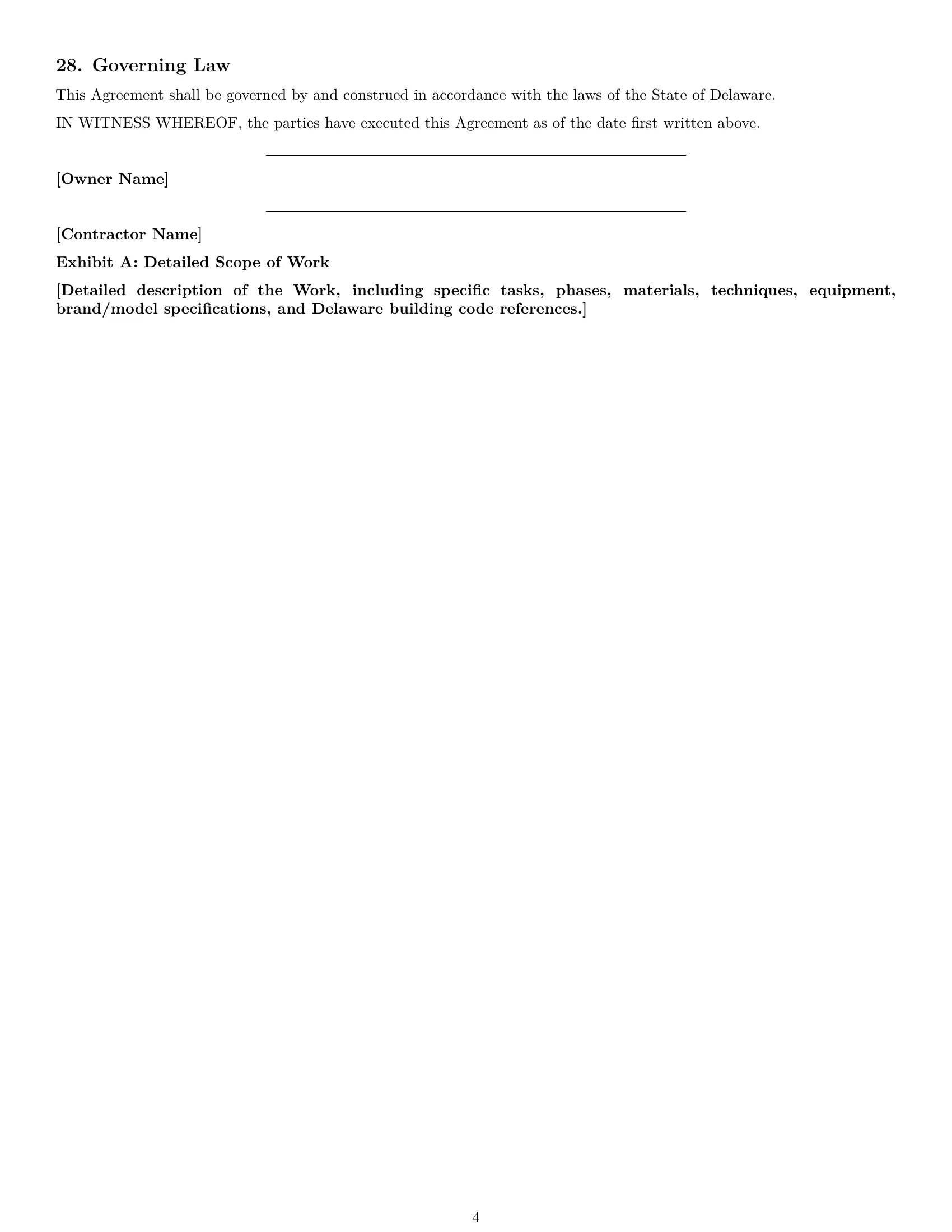 Preview page 4 of Free Delaware construction service contract template
