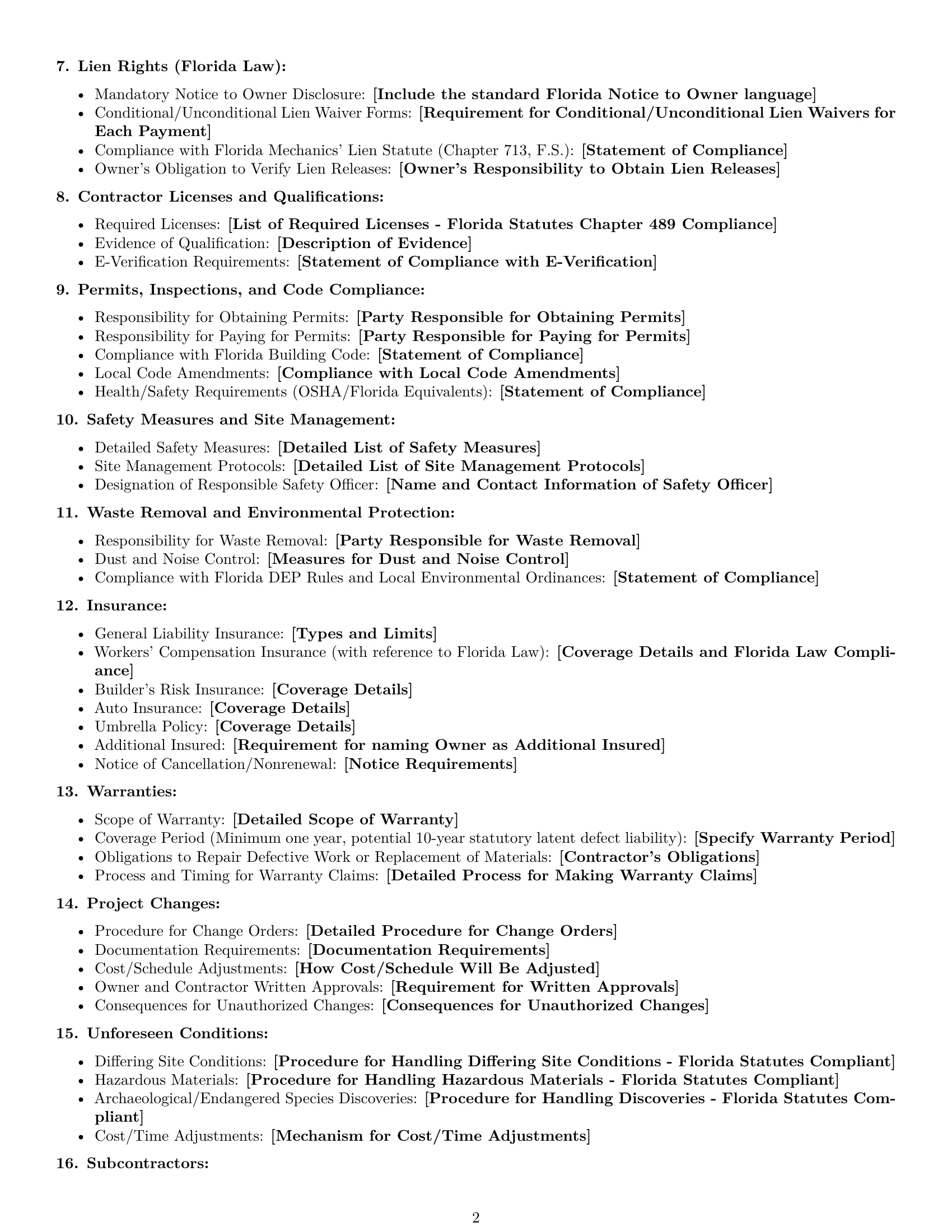 Preview page 2 of Free Florida construction service contract template