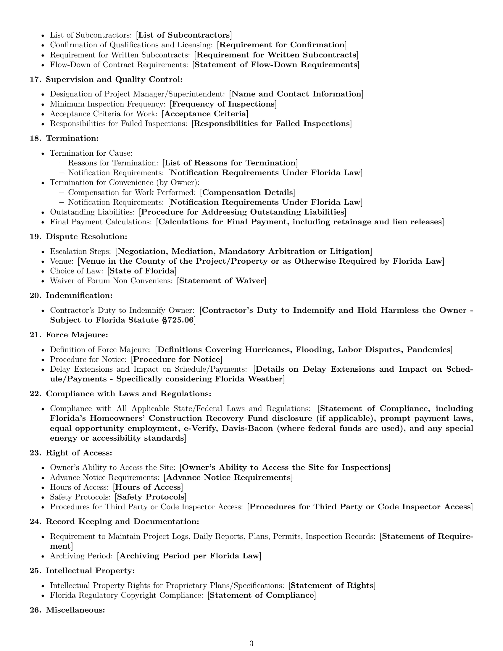 Preview page 3 of Free Florida construction service contract template