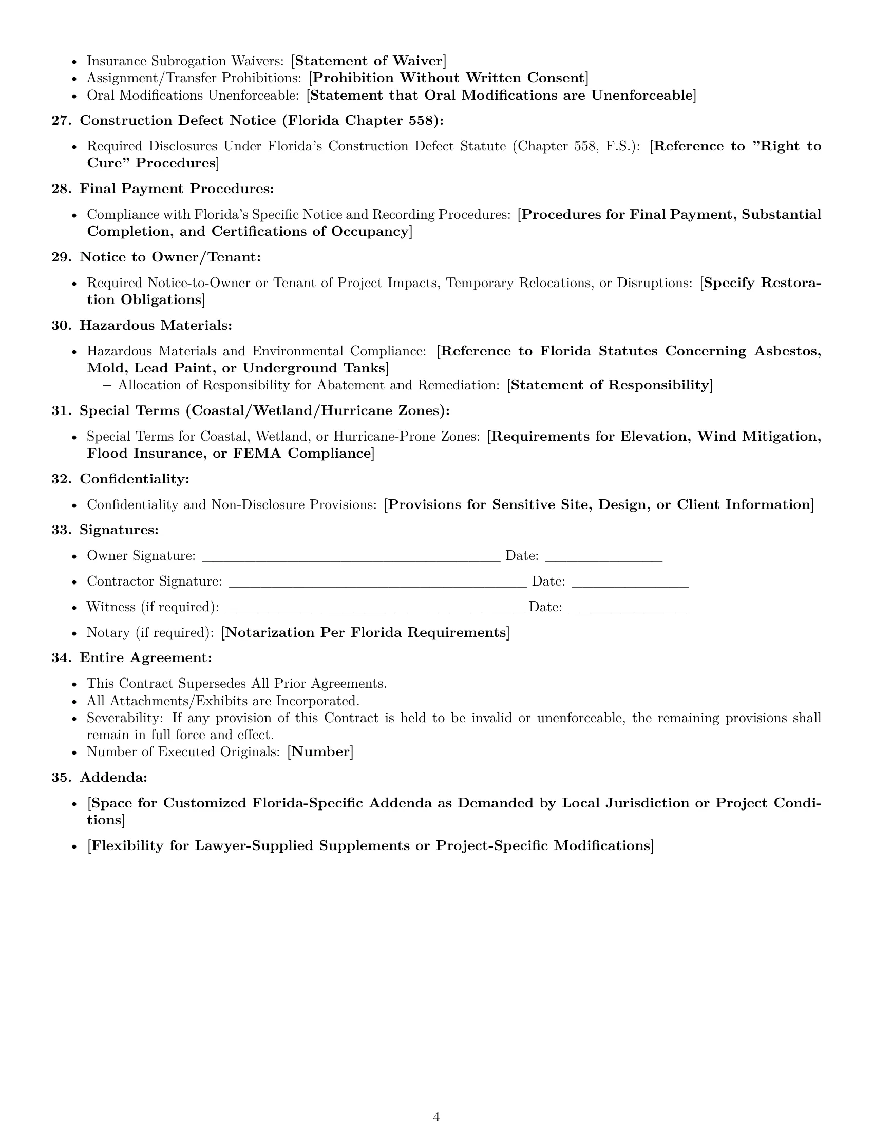 Preview page 4 of Free Florida construction service contract template
