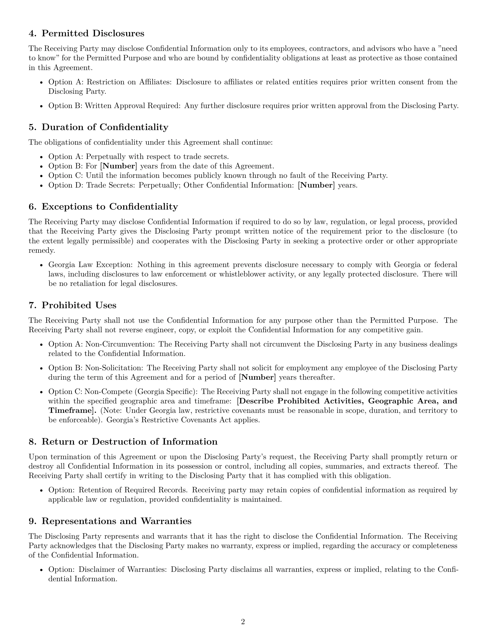 Preview page 2 of Free Georgia nda template
