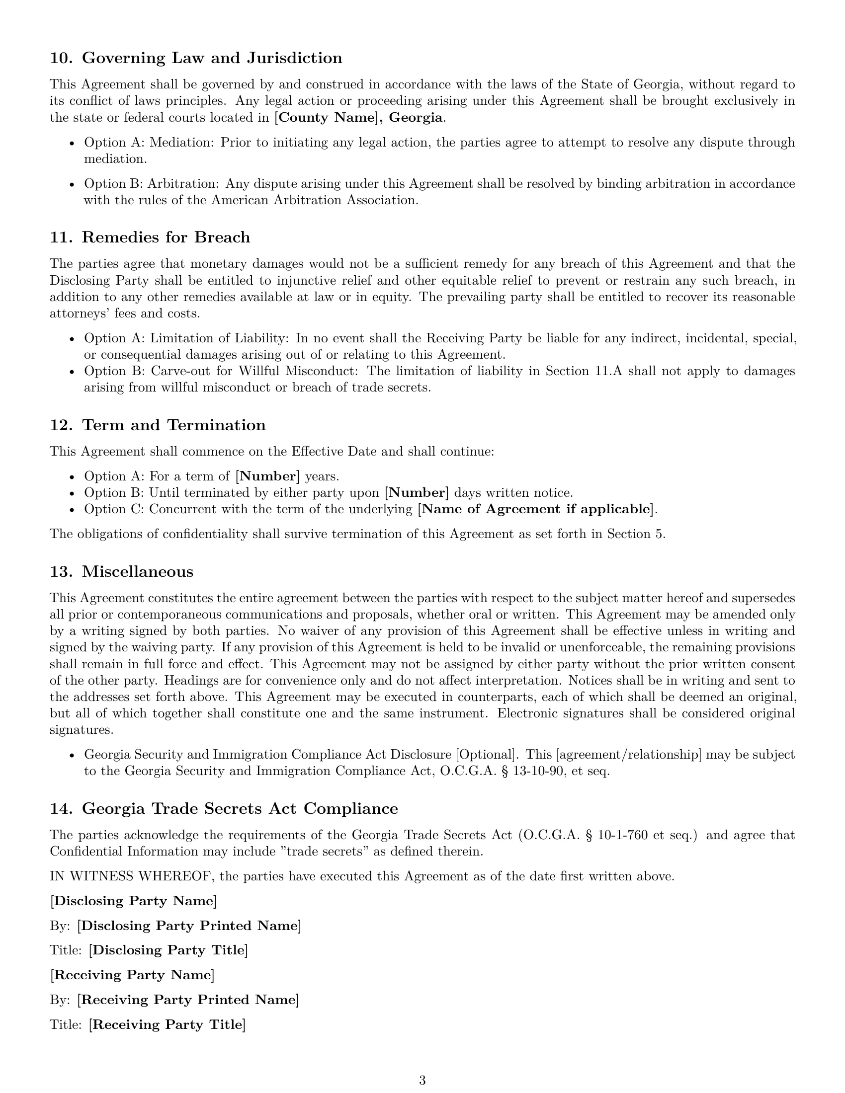 Preview page 3 of Free Georgia nda template