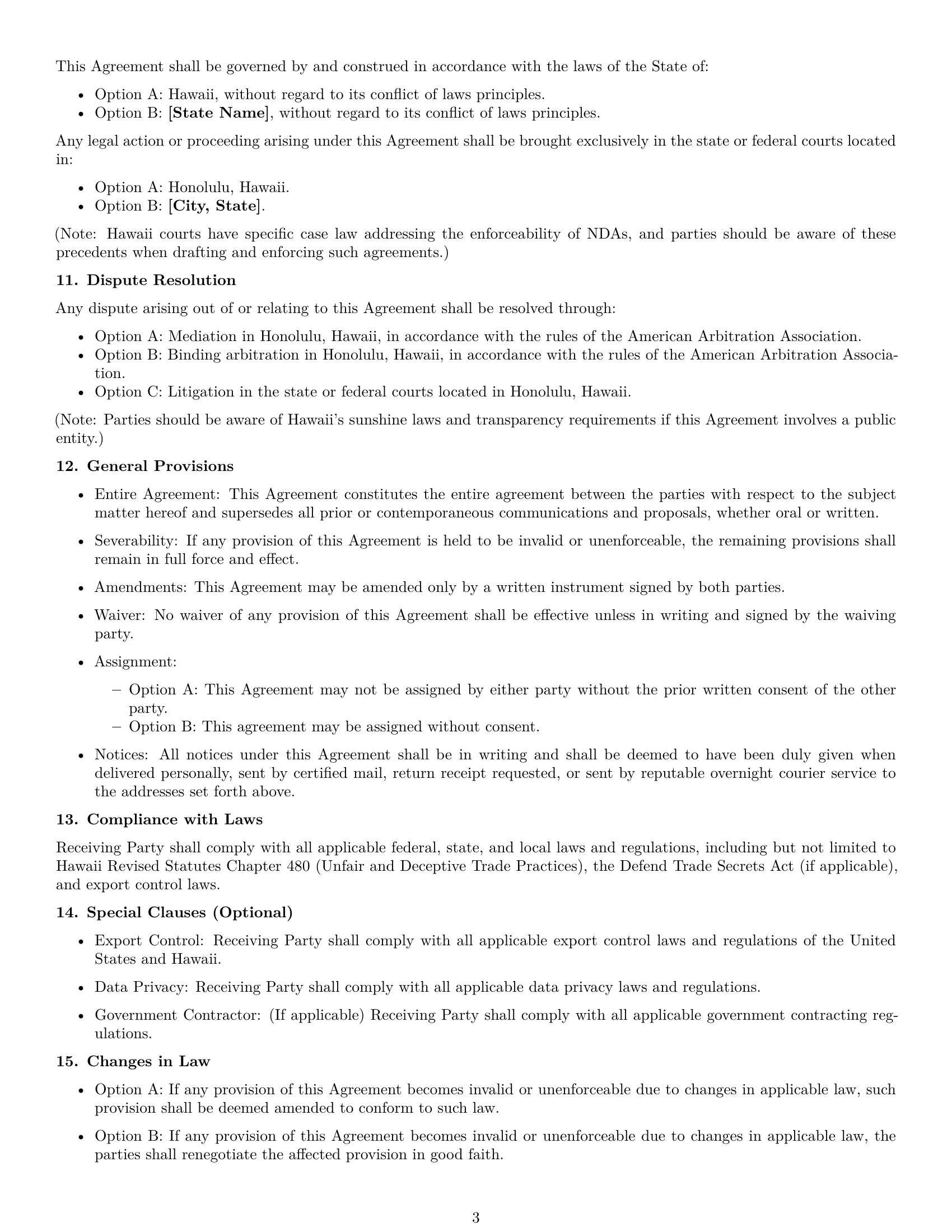 Preview page 3 of Free Hawaii nda template