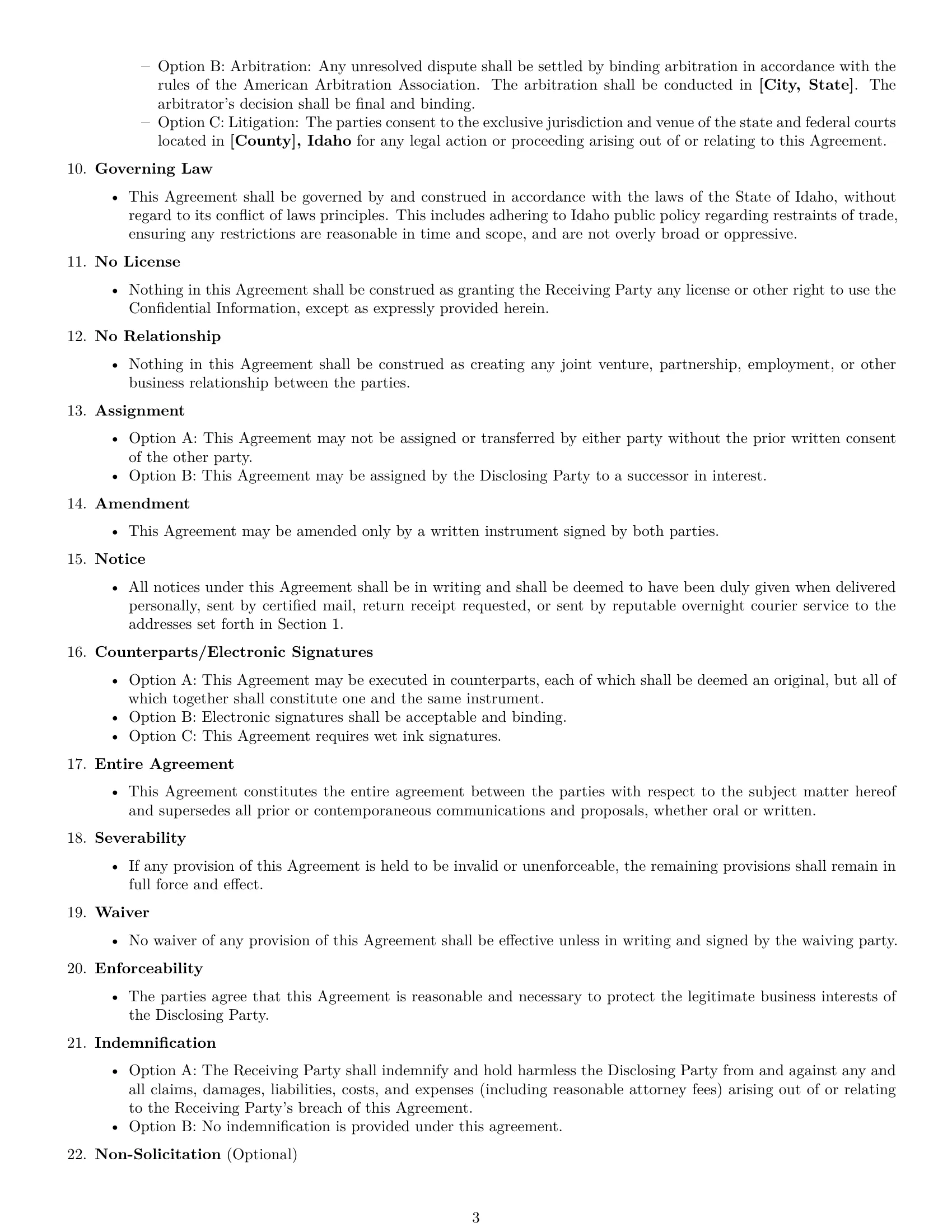 Preview page 3 of Free Idaho nda template