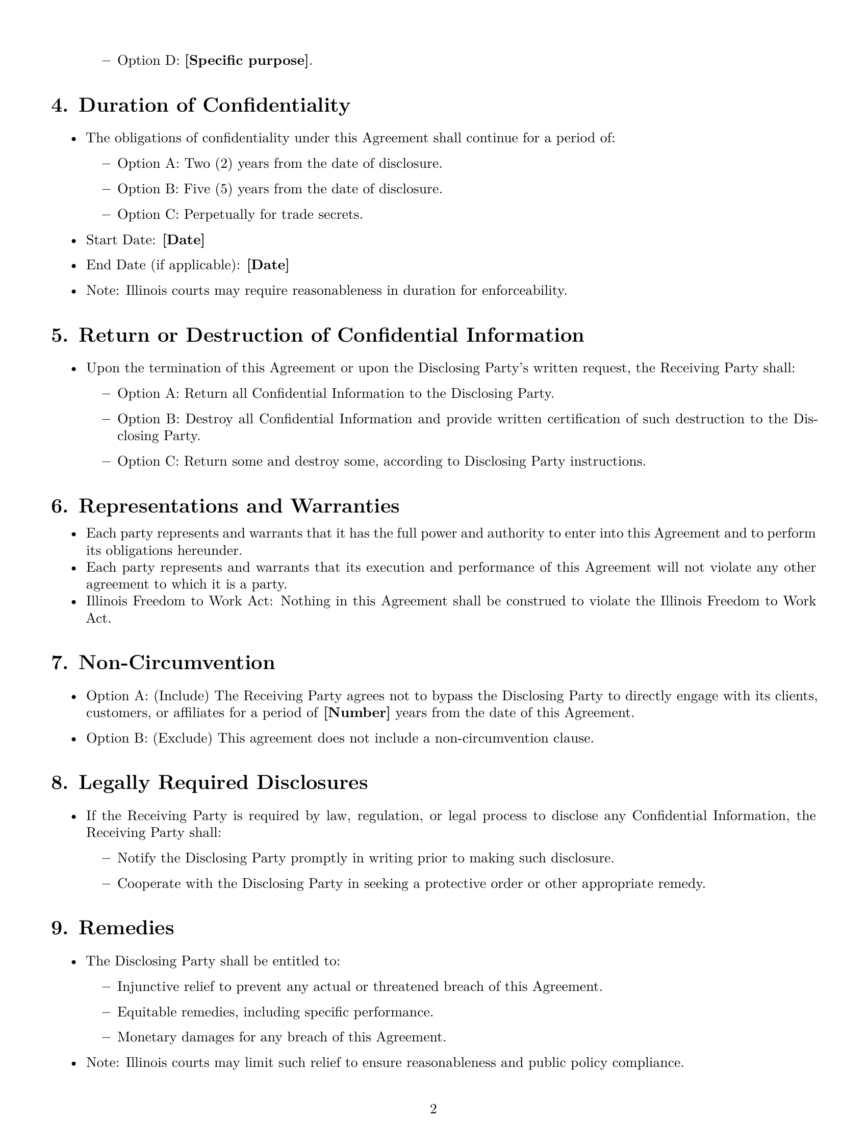Preview page 2 of Free Illinois nda template