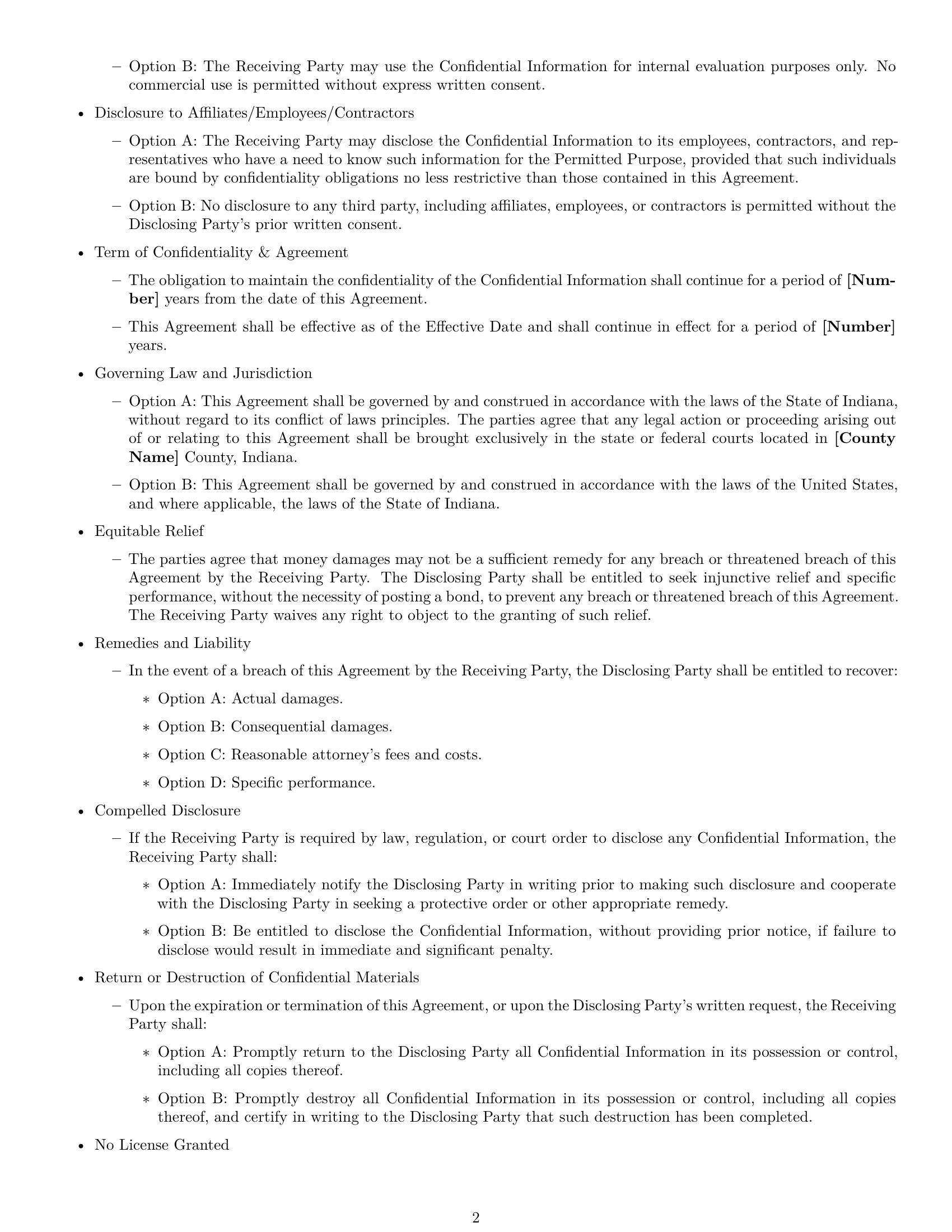 Preview page 2 of Free Indiana nda template