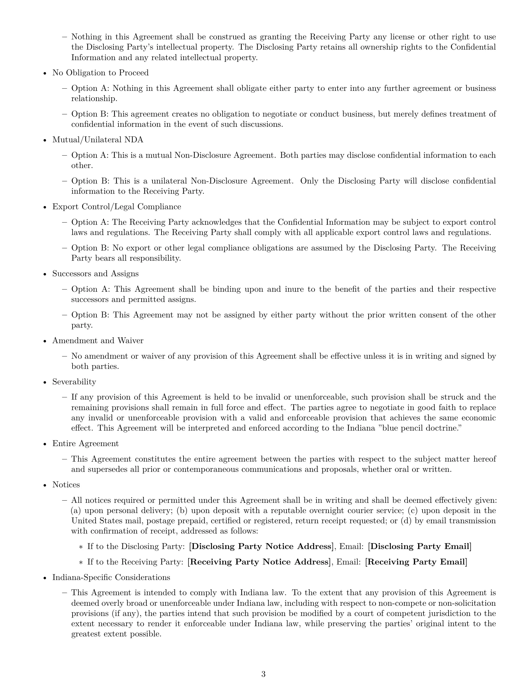 Preview page 3 of Free Indiana nda template