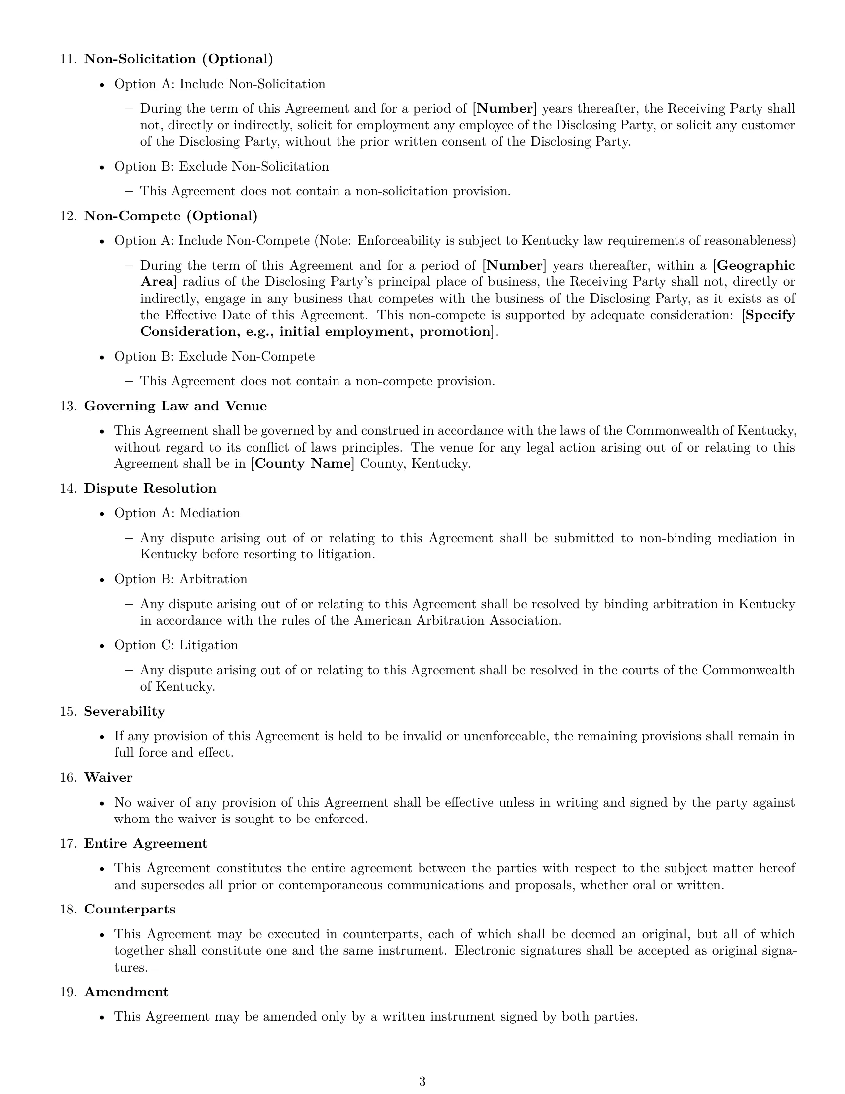 Preview page 3 of Free Kentucky nda template