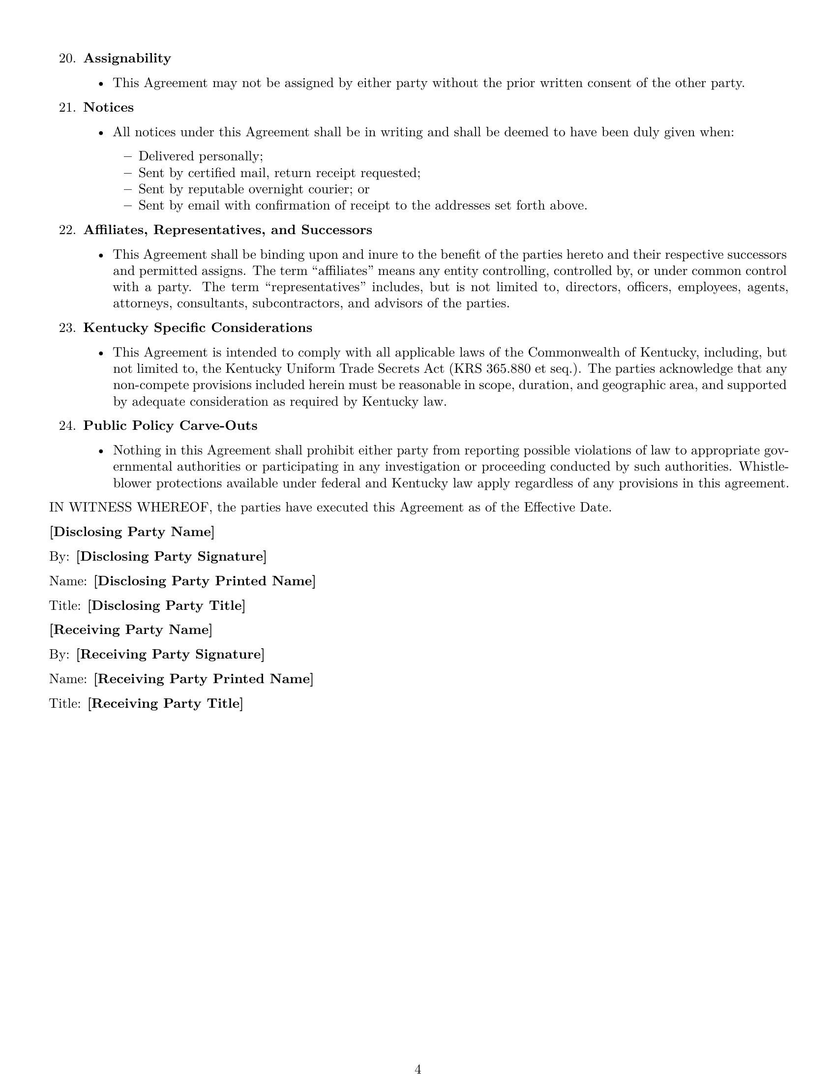 Preview page 4 of Free Kentucky nda template
