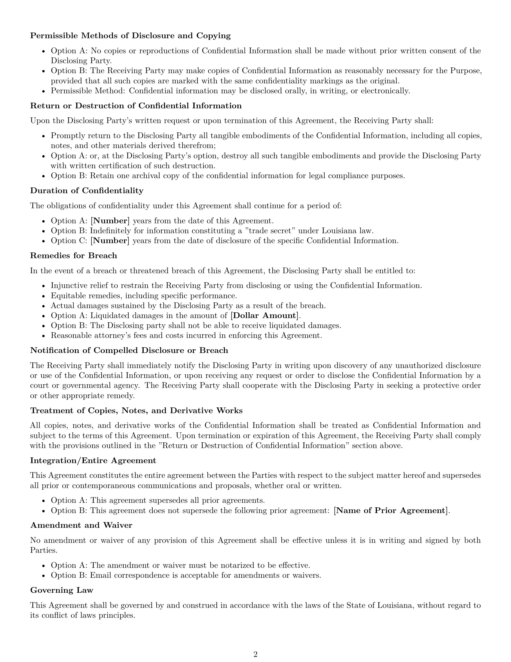 Preview page 2 of Free Louisiana nda template