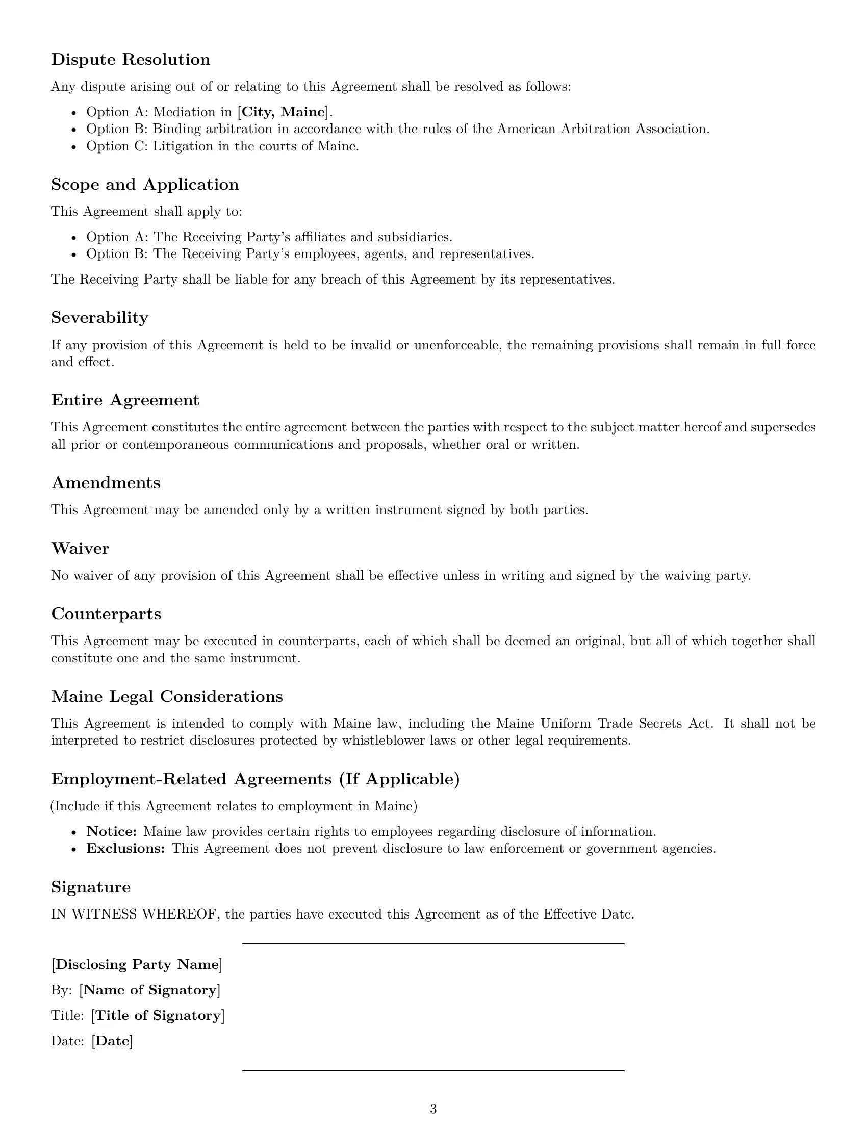Preview page 3 of Free Maine nda template