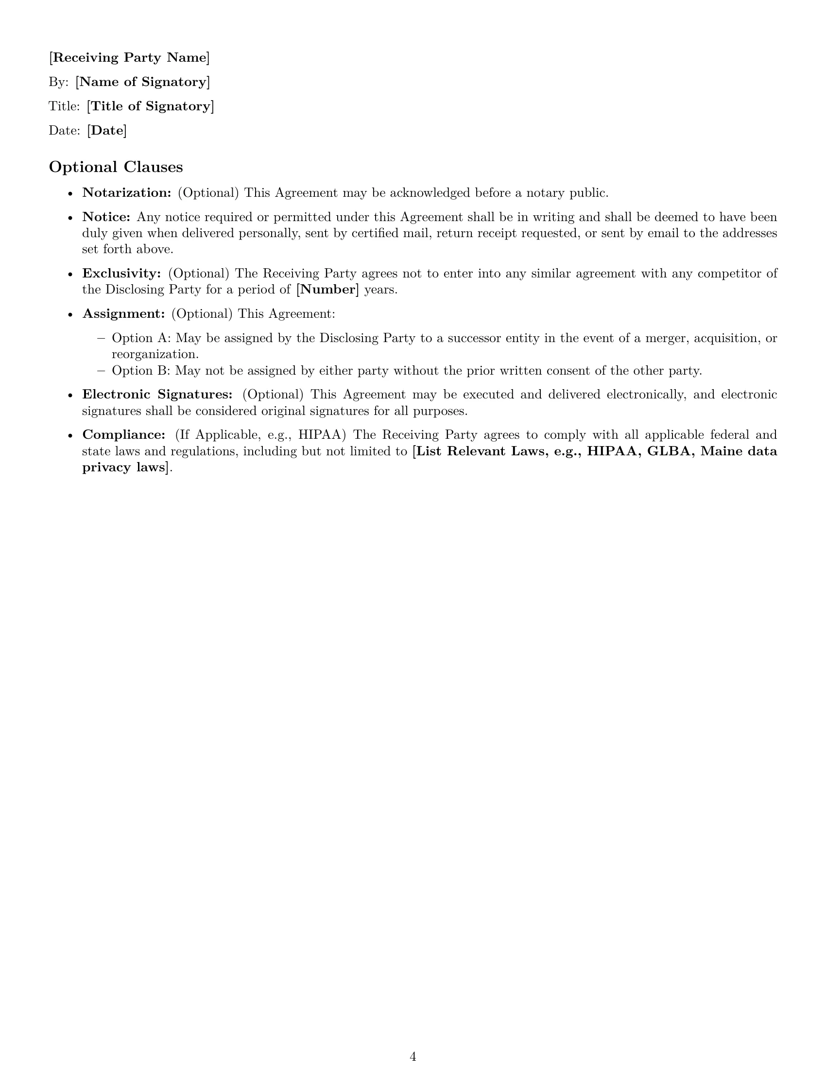 Preview page 4 of Free Maine nda template