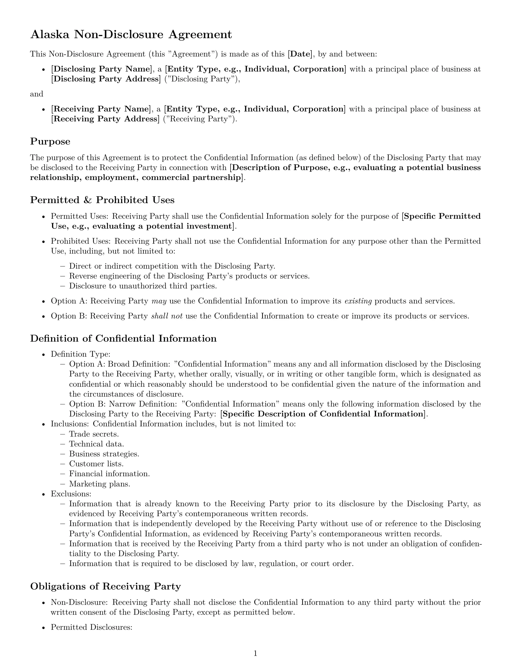 Preview page 1 of Free Alaska nda template