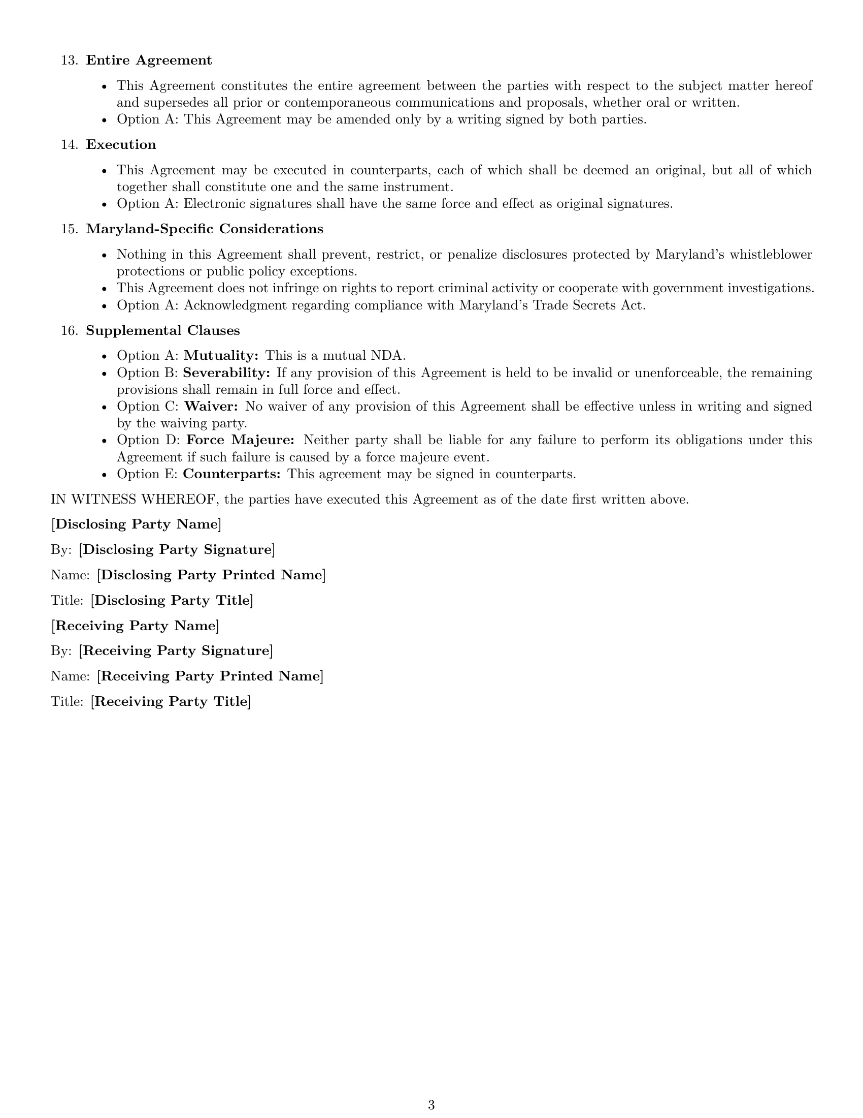 Preview page 3 of Free Maryland nda template