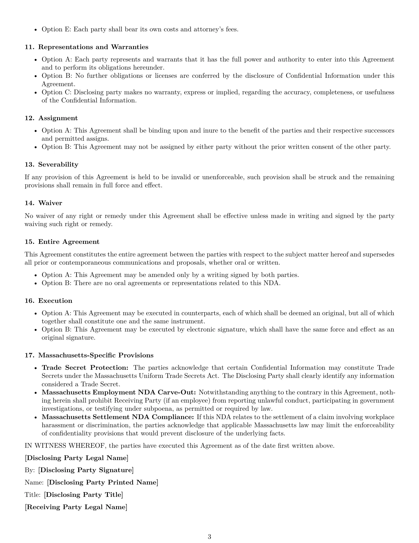Preview page 3 of Free Massachusetts nda template