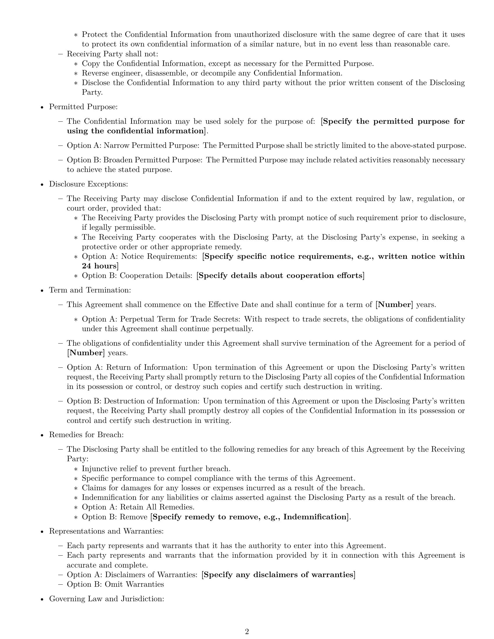Preview page 2 of Free Michigan nda template