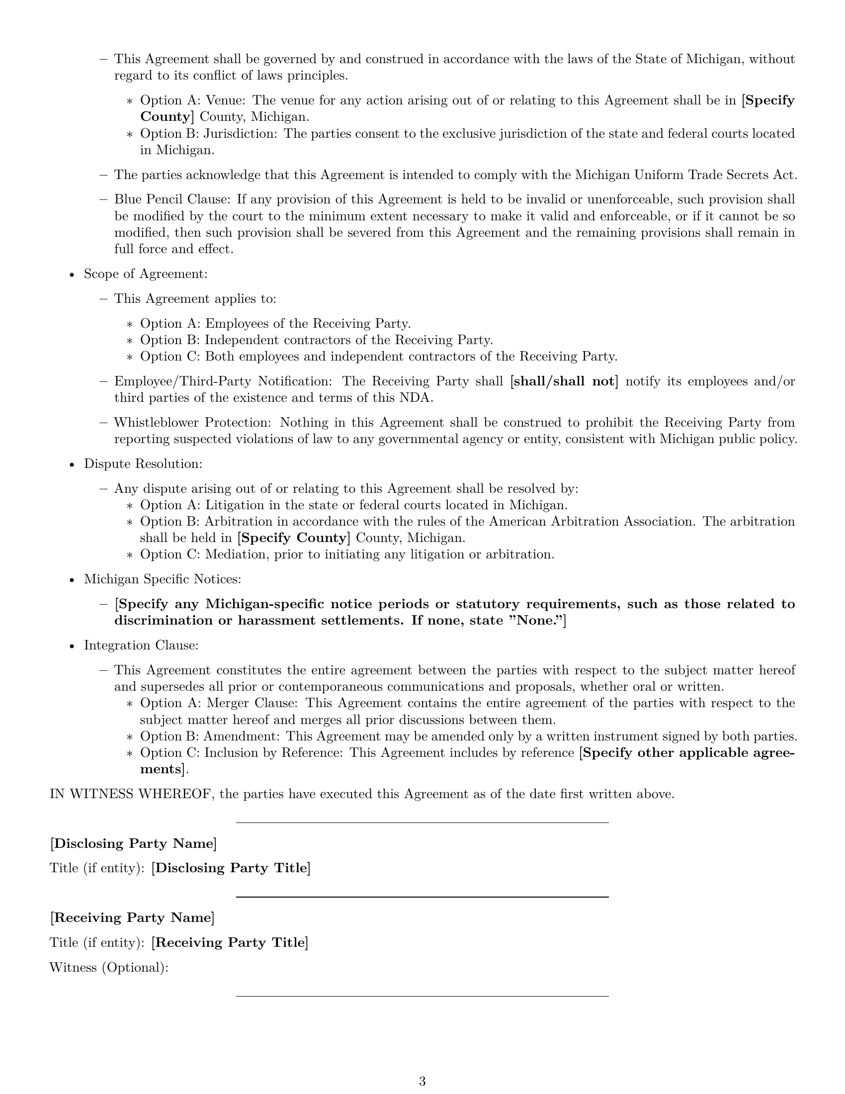 Preview page 3 of Free Michigan nda template